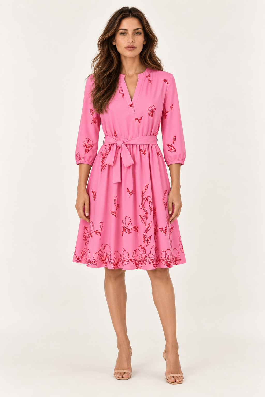 Smashed Lemon | Floral Dress in Pink & Red
