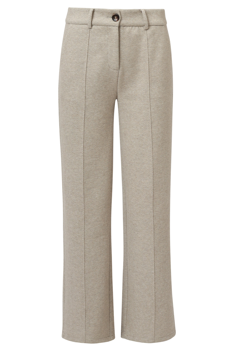 Smashed Lemon sand tailored trousers with straight leg and front seam detail