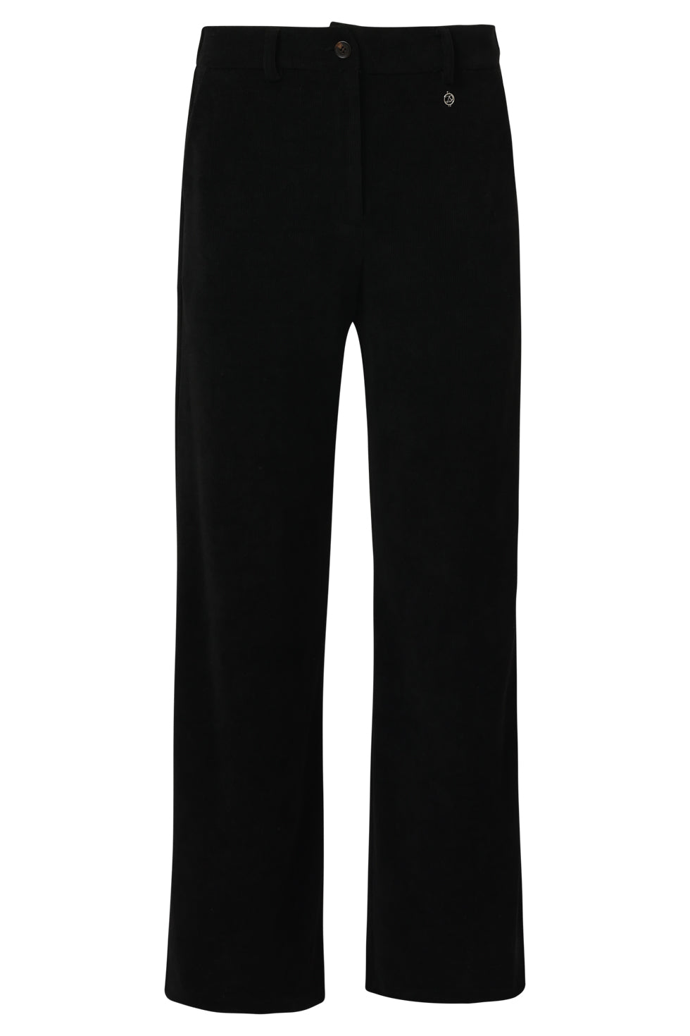 Smashed Lemon black wide leg tailored trousers with minimalist full-length silhouette