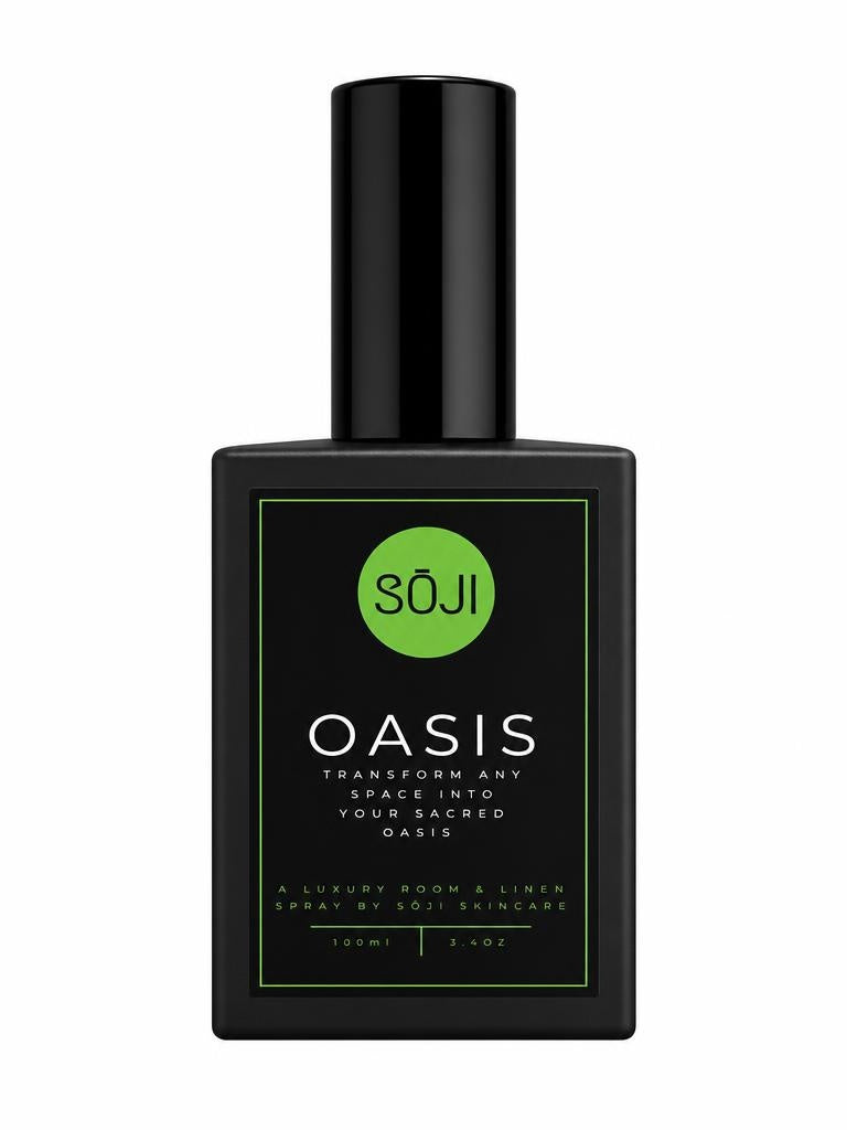 SŌJI Oasis luxury room and linen spray in black 100ml bottle