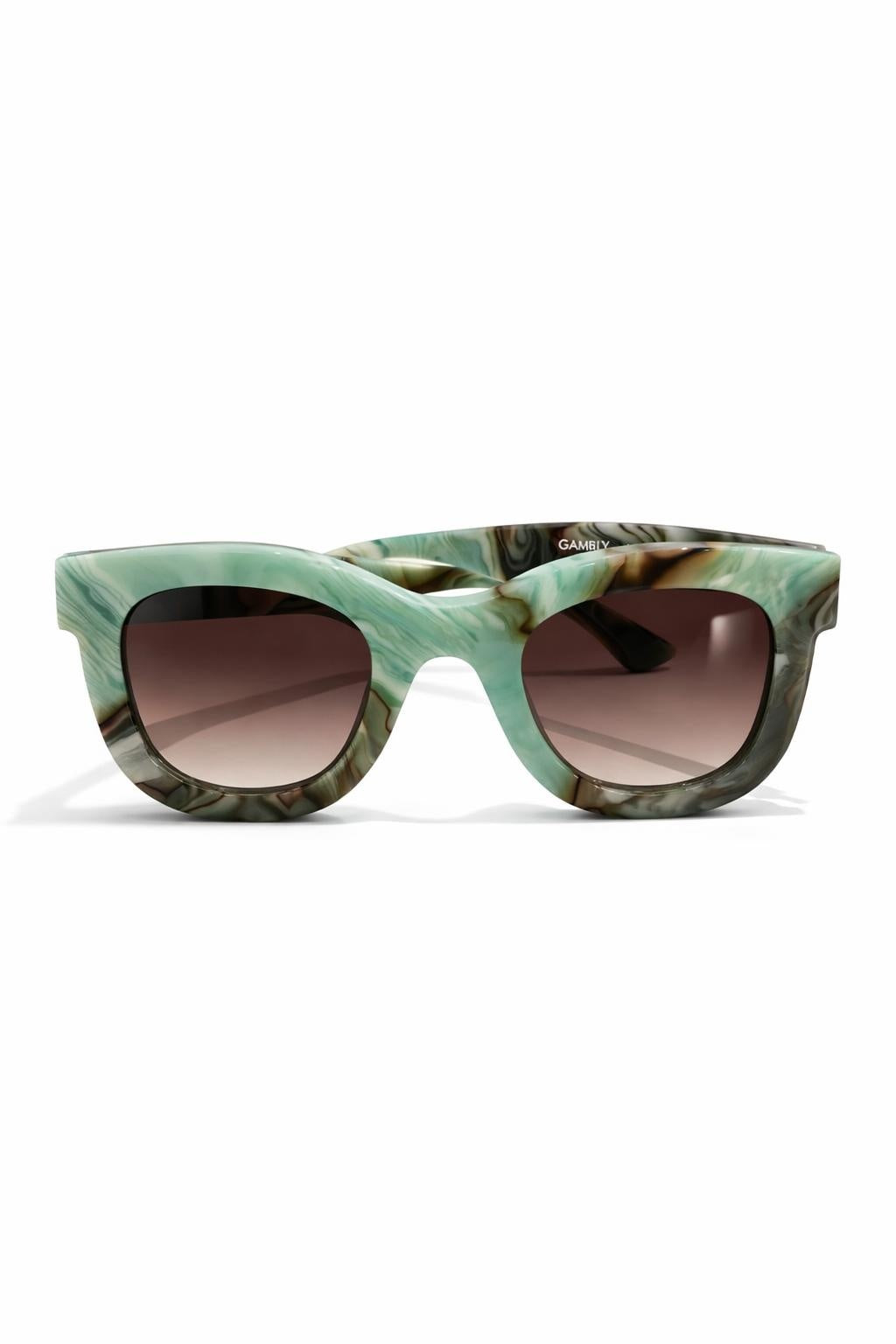 Thierry Lasry Gambly handcrafted green marbled sunglasses