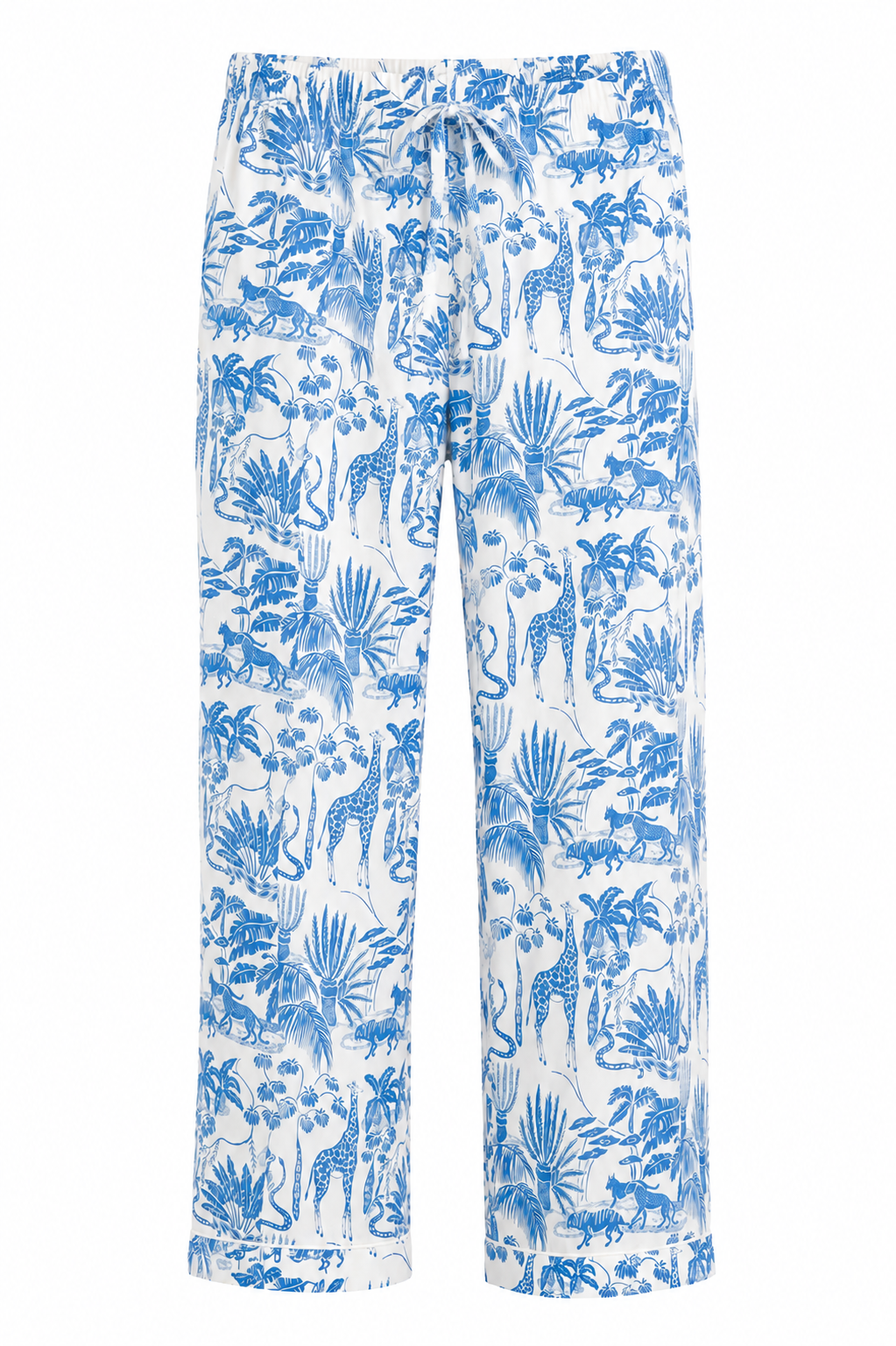Woodstock Laundry long pyjama set in blue safari print on white
