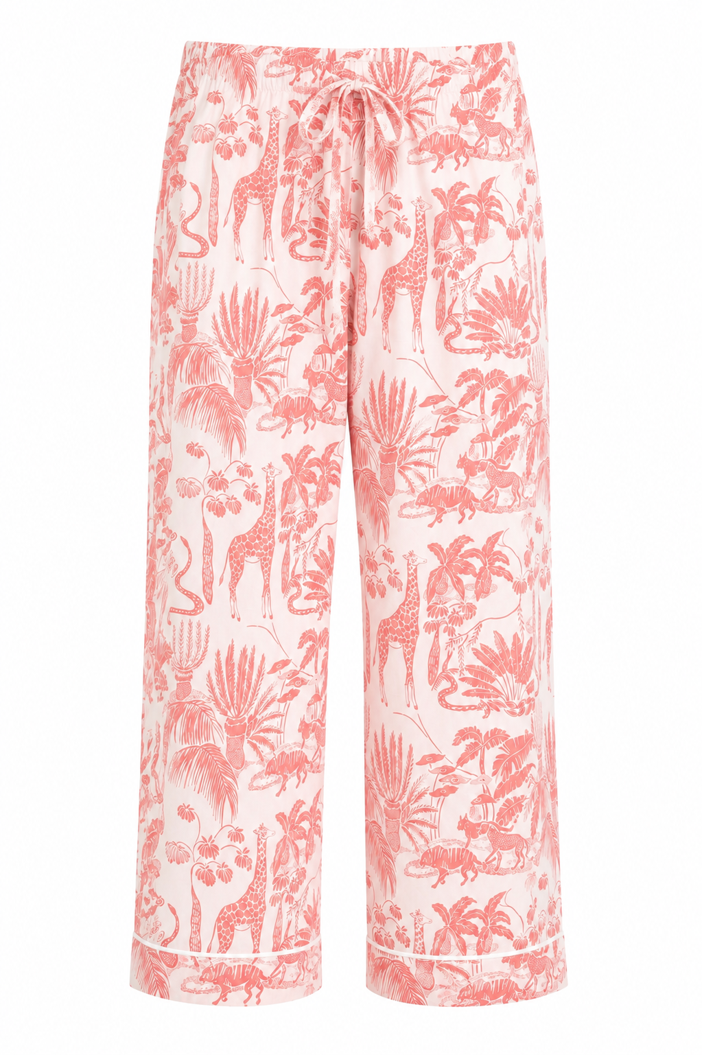 Woodstock Laundry long pyjama set in pink safari print on white
