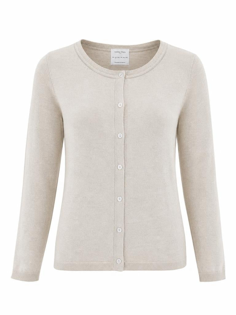 Yarra Trail Blaze cardigan in cashew with button-front and lightweight knit finish
