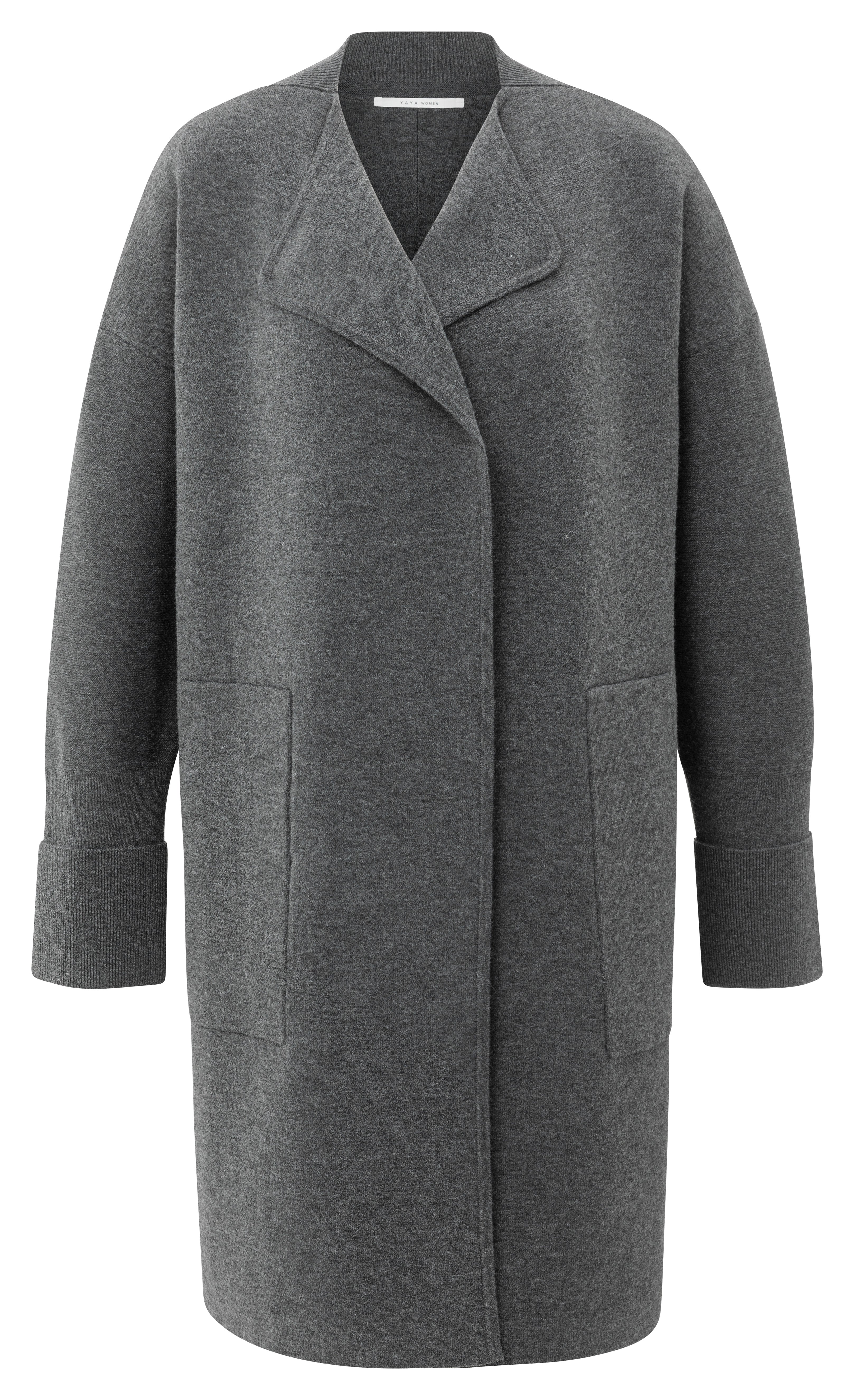 YAYA knit coatigan in brown melange with patch pockets