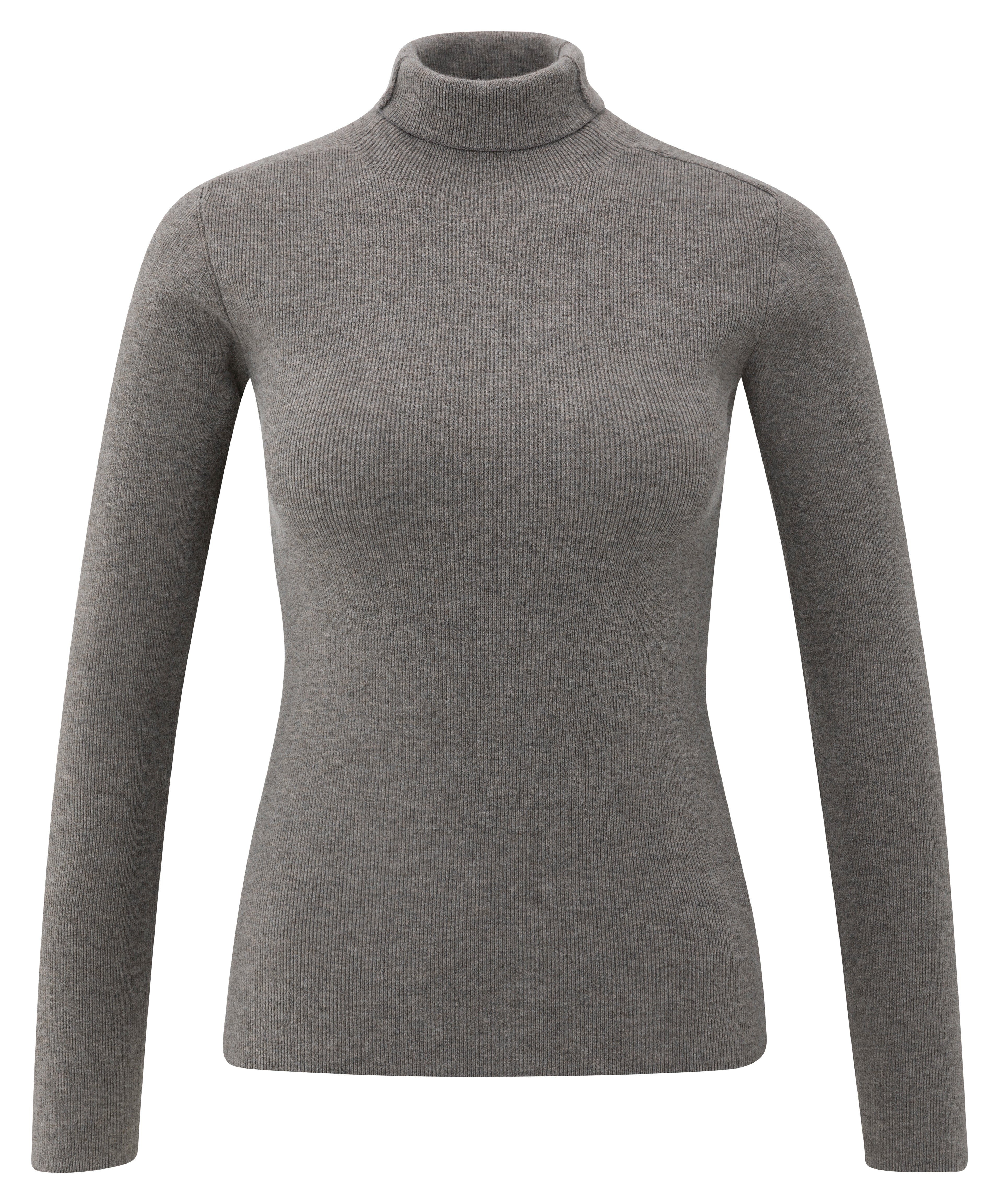 YAYA grey ribbed turtleneck long sleeve jersey top