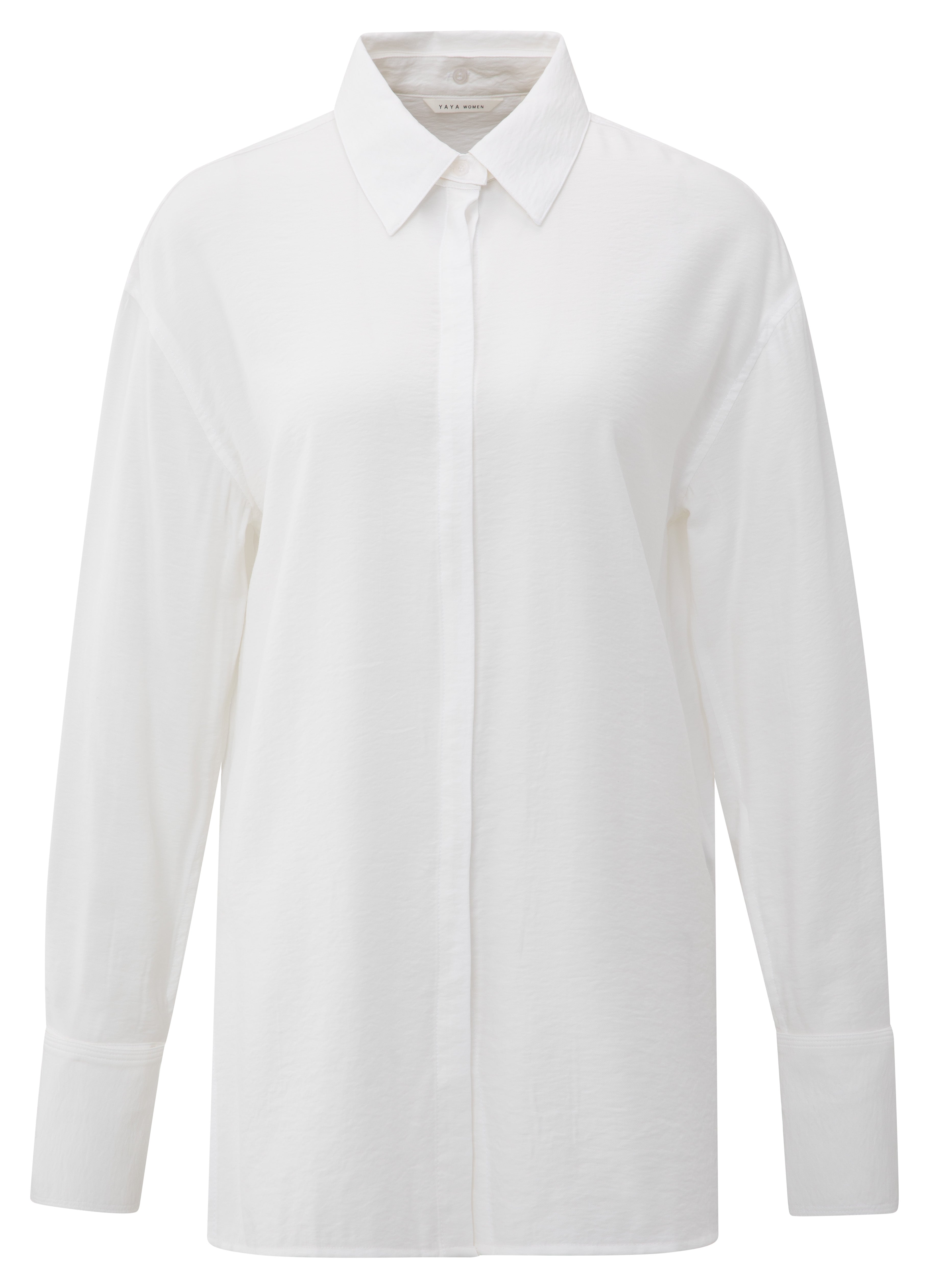 YAYA long shirt with removable collar in pure white