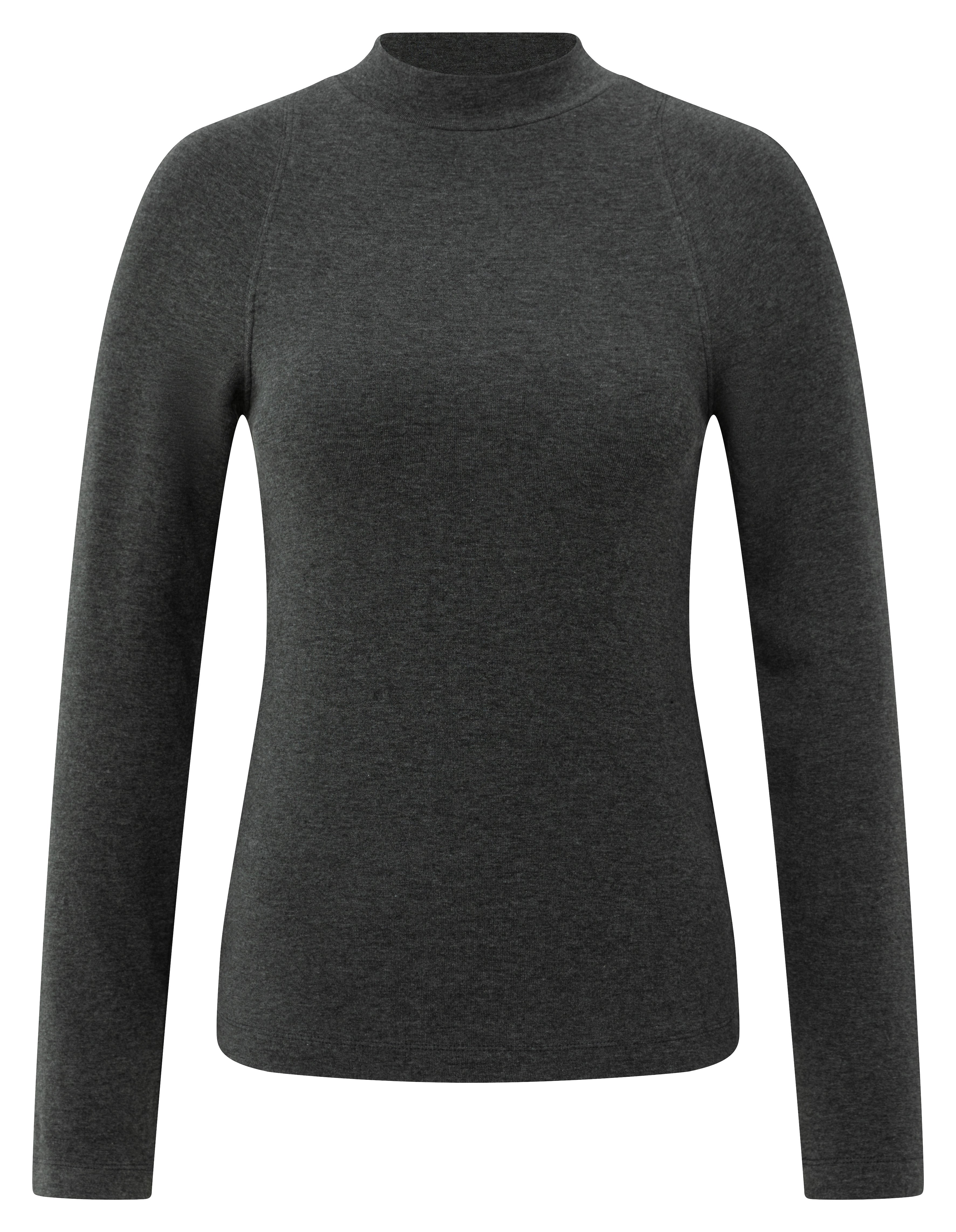YAYA long sleeve mock neck top in anthracite melange with a fitted silhouette and soft jersey fabric