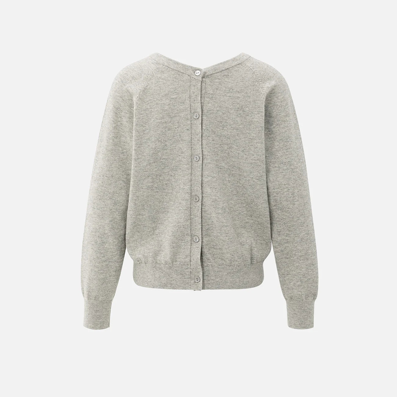 YAYA reversible V-neck knit cardigan in grey marl with button-through back detail