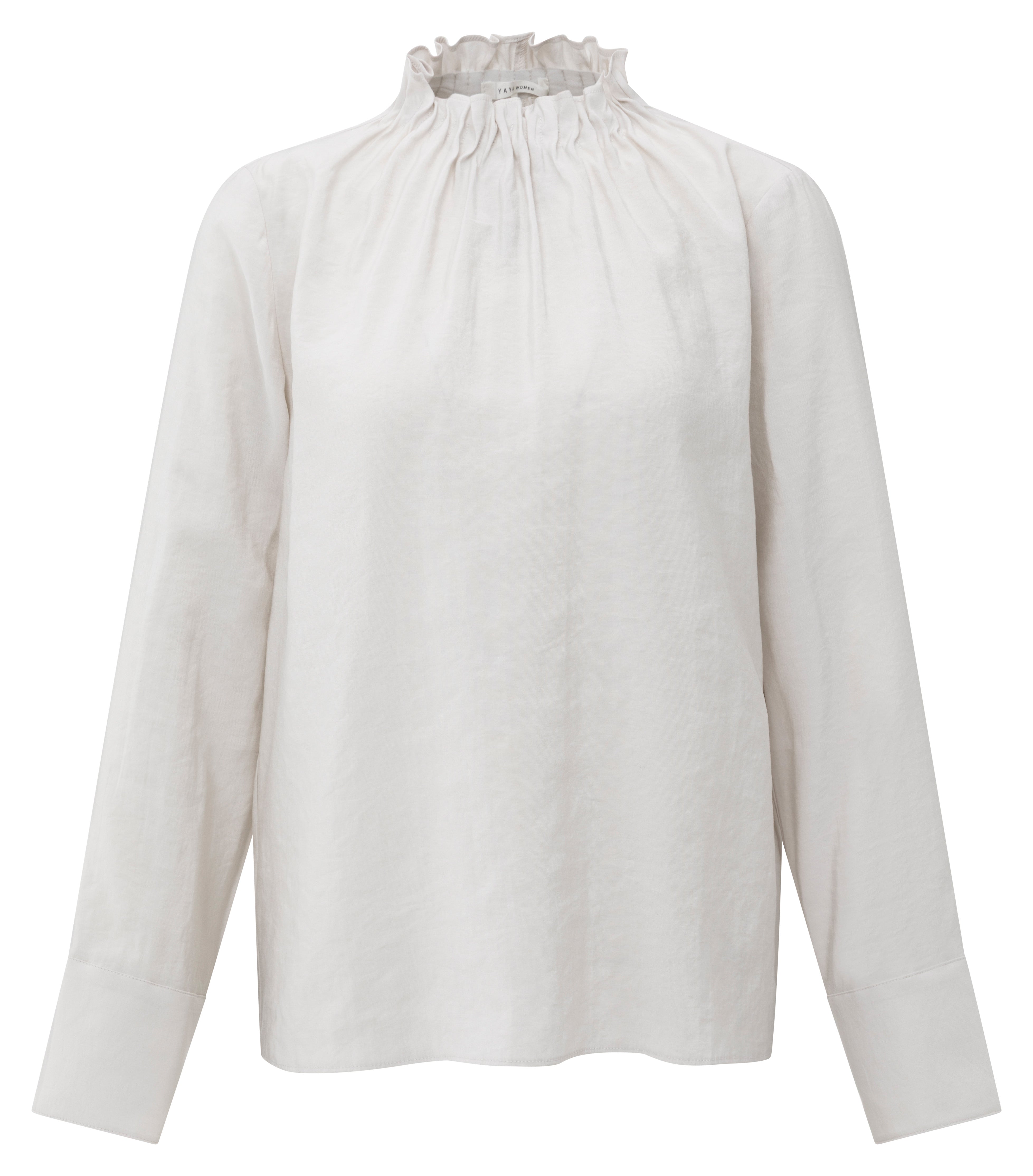 YAYA white ruffled high neck top with long sleeves