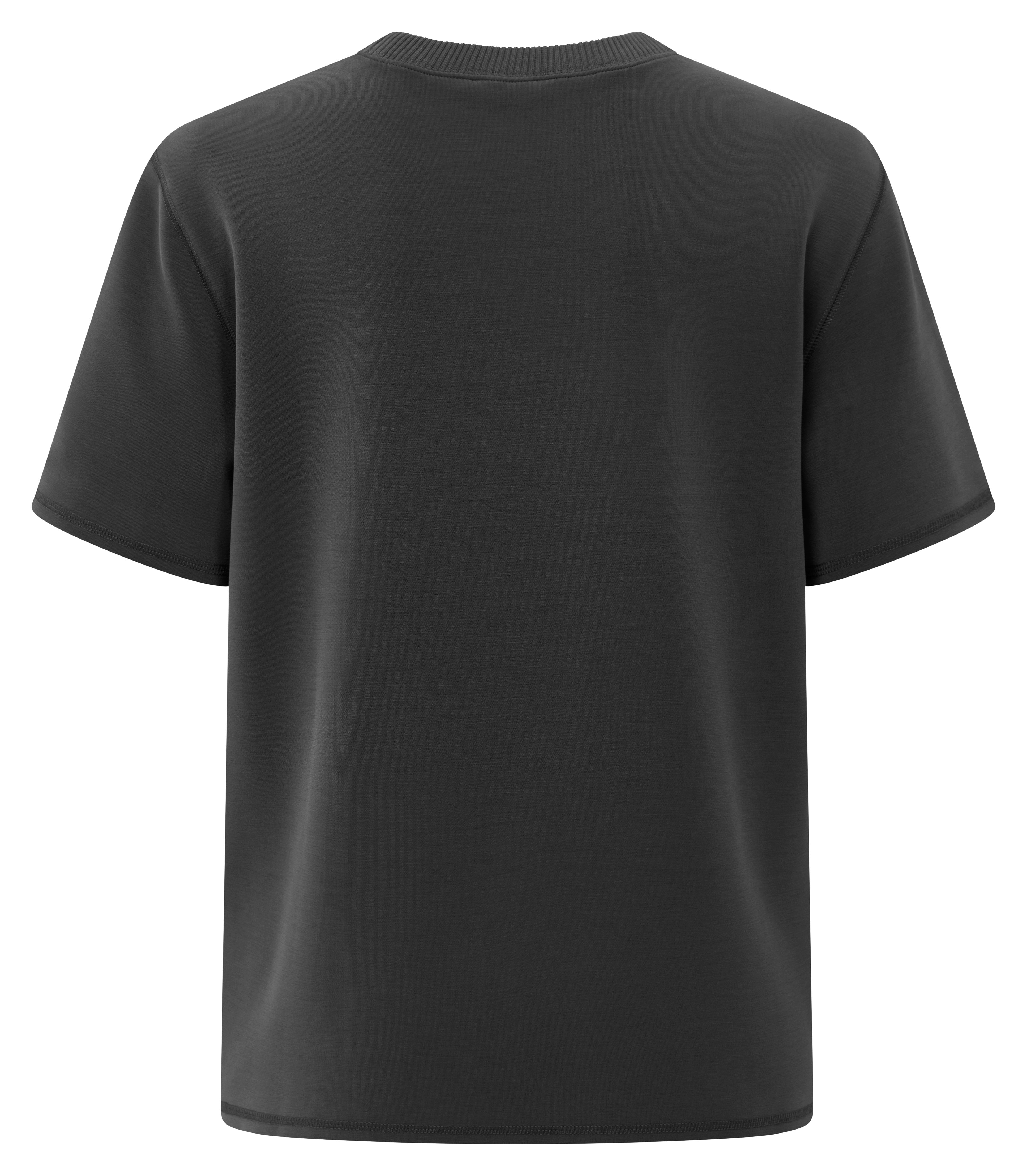 Back view of YAYA short sleeve sweatshirt in oyster black