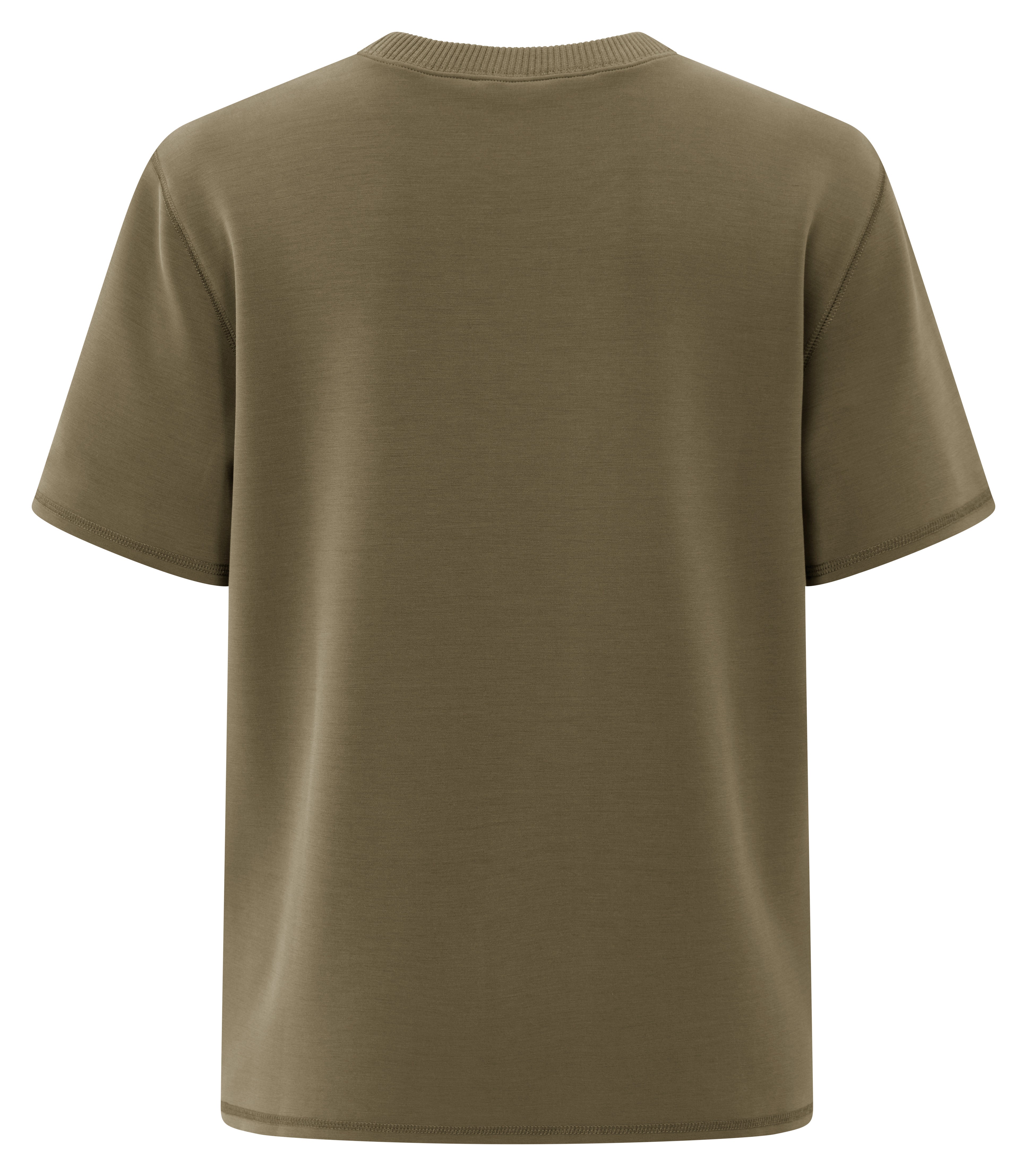 Back view of YAYA short sleeve T-shirt in capers brownish green
