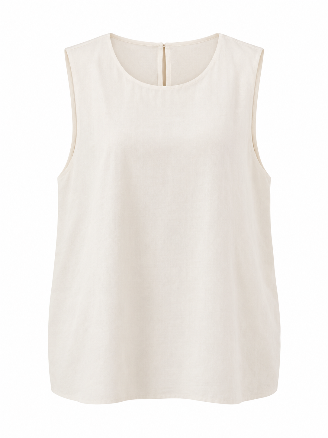 YAYA Balloon Hem Top with Button Back in Cloud Creme White, flat front view showing the bubble hem #Colour_Cloud Creme White