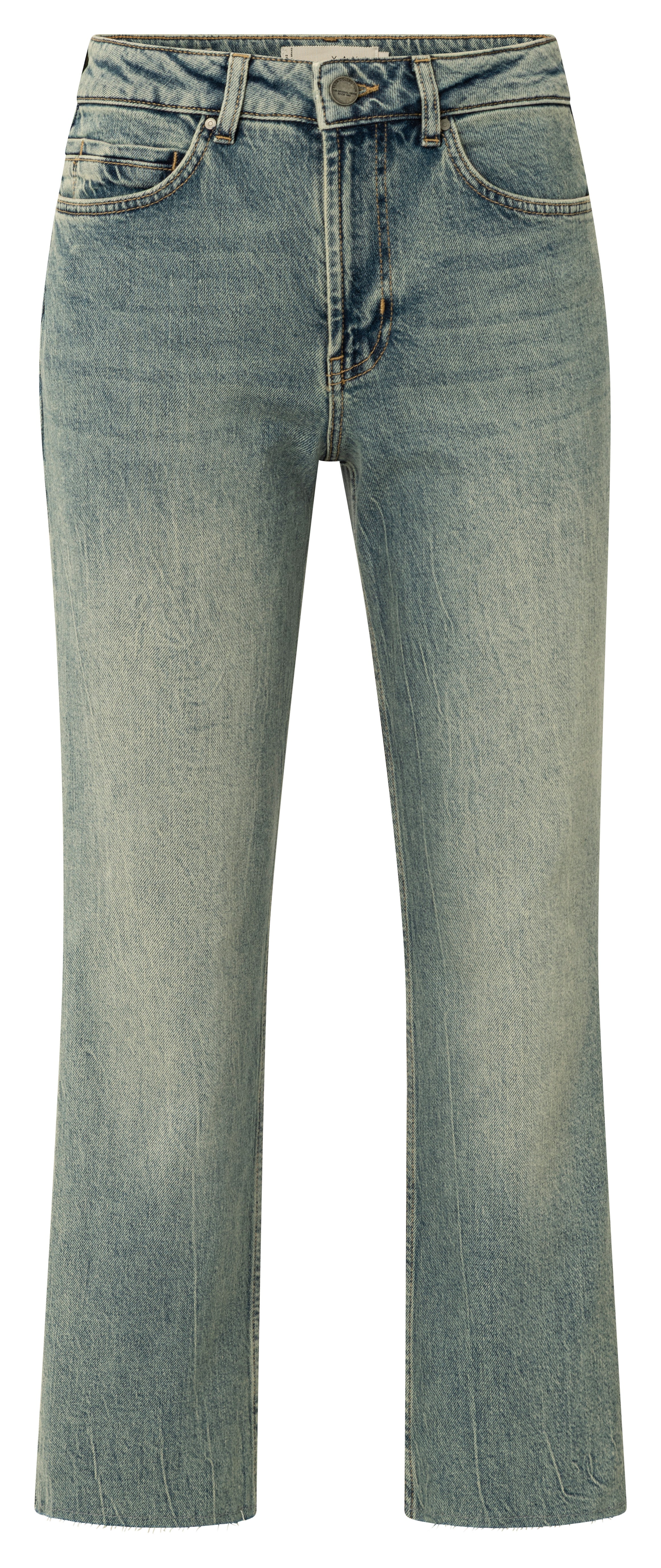 YAYA straight leg jeans in washed blue denim with vintage faded finish