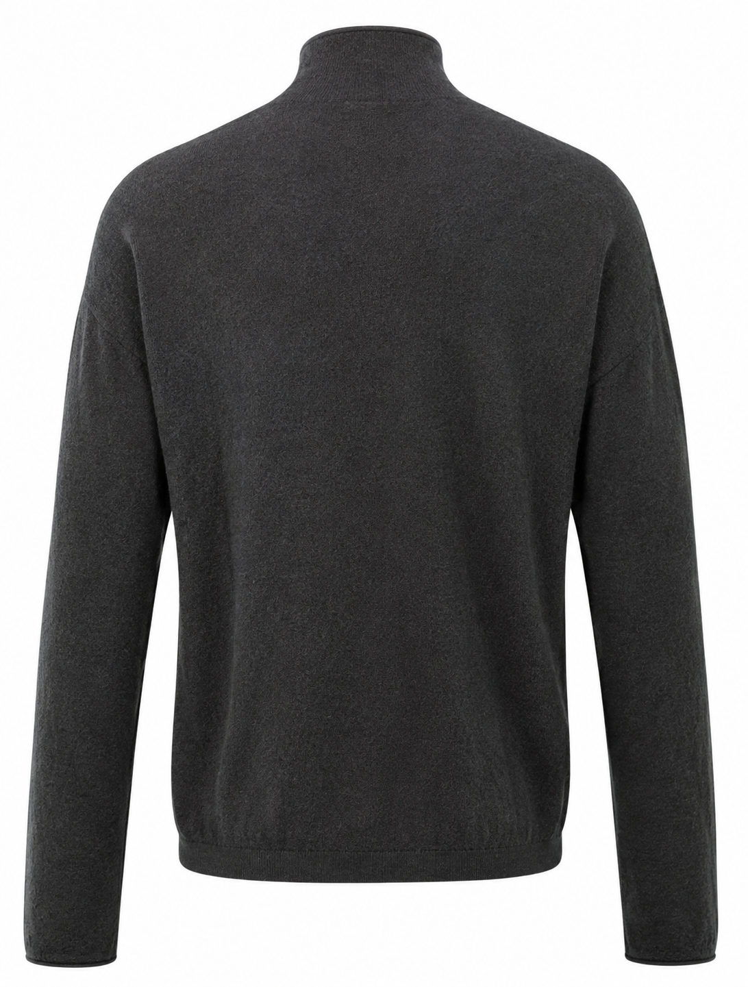YAYA textured cardigan in Oyster Black with a high neckline, button-through front and long sleeves, front view.
