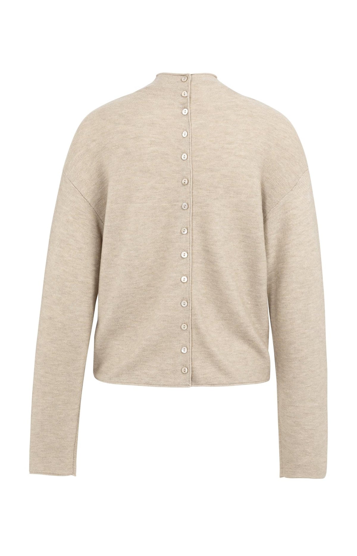 YAYA textured knit sweater in beige melange with buttoned back detail