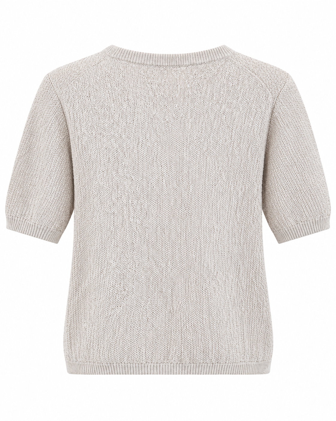 YAYA Textured Short Sleeve Knit in Desert Beige Dessin, back product view