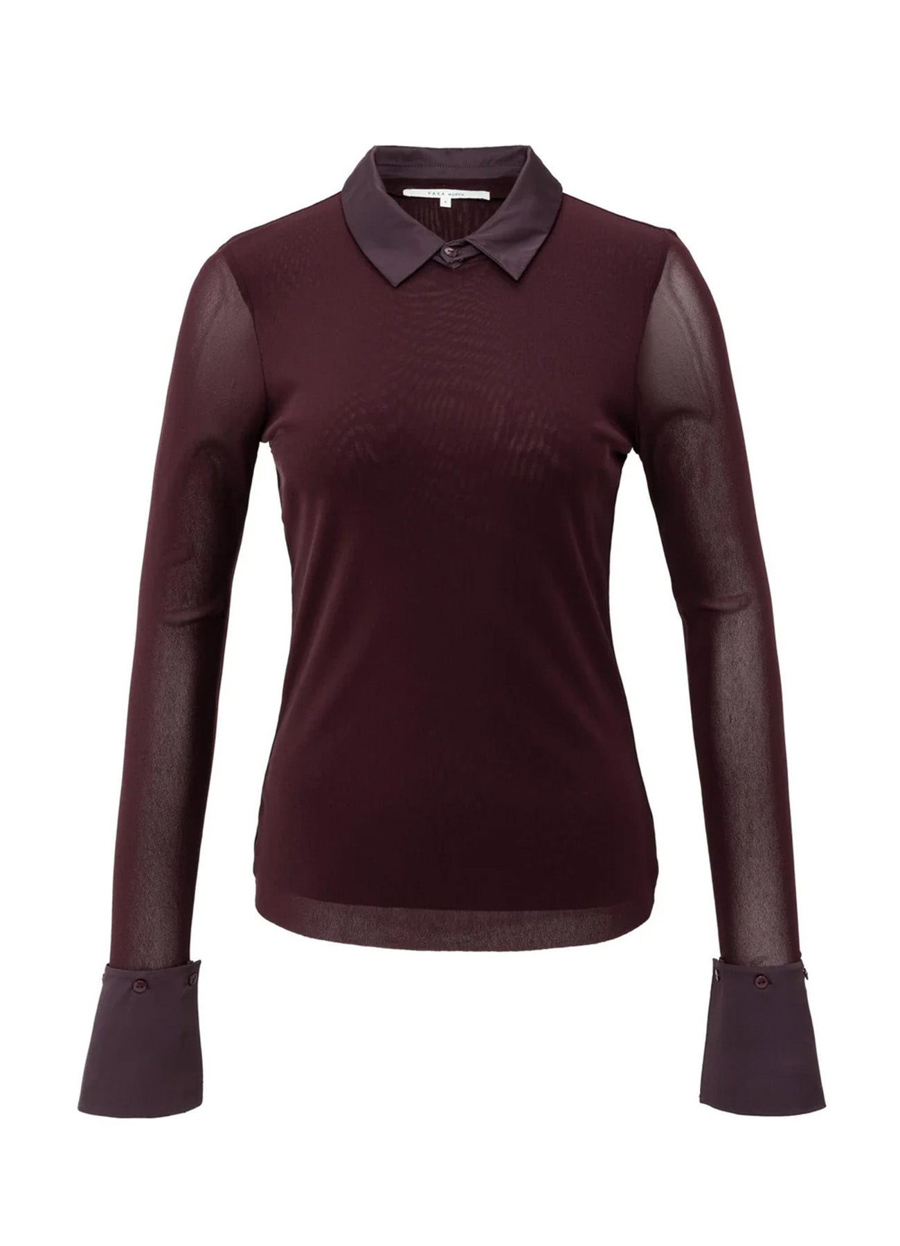 YAYA | Mesh Top with Removable Cuffs & Collar in Black & Fudge Purple