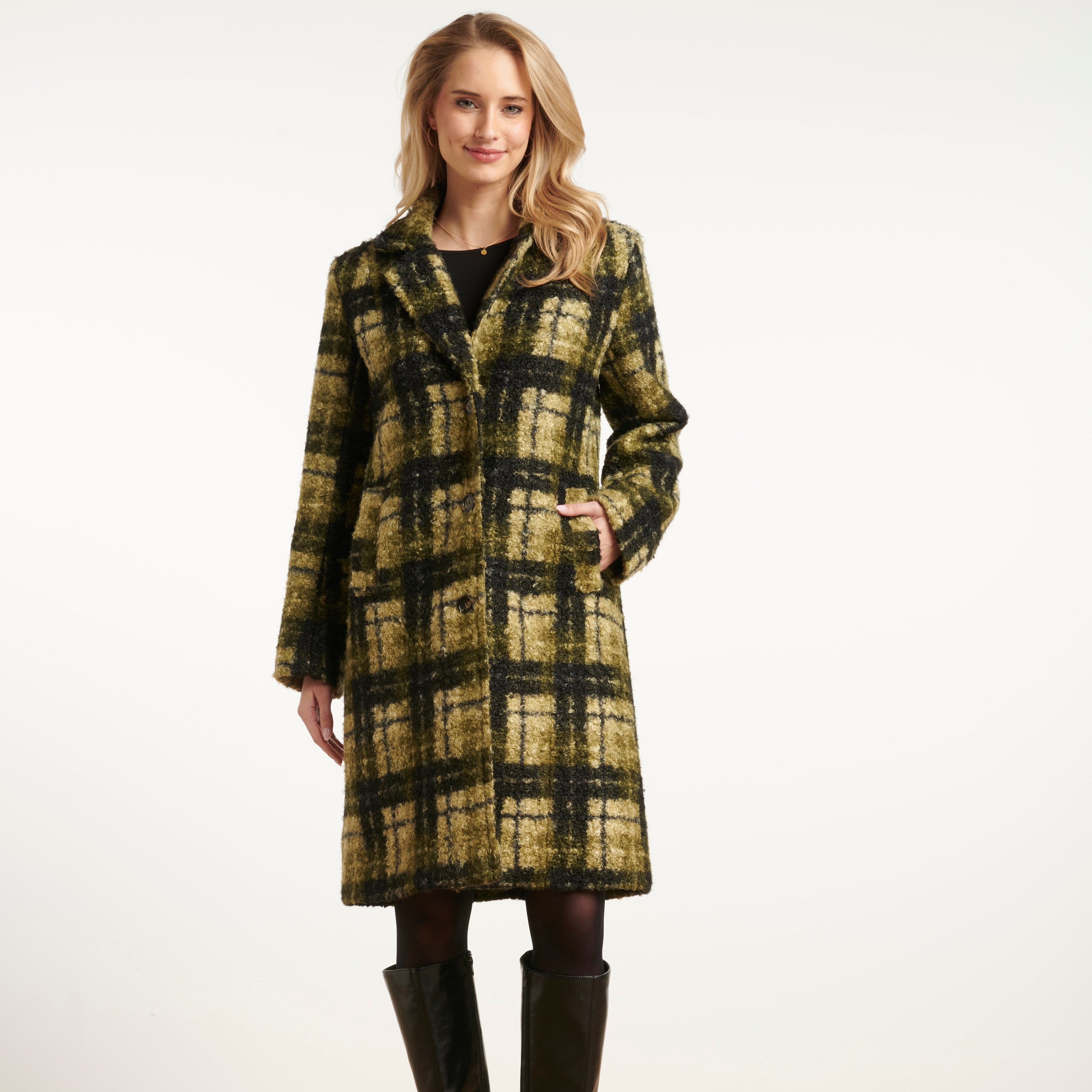 Smashed Lemon | Textured Coat in Army Light Green