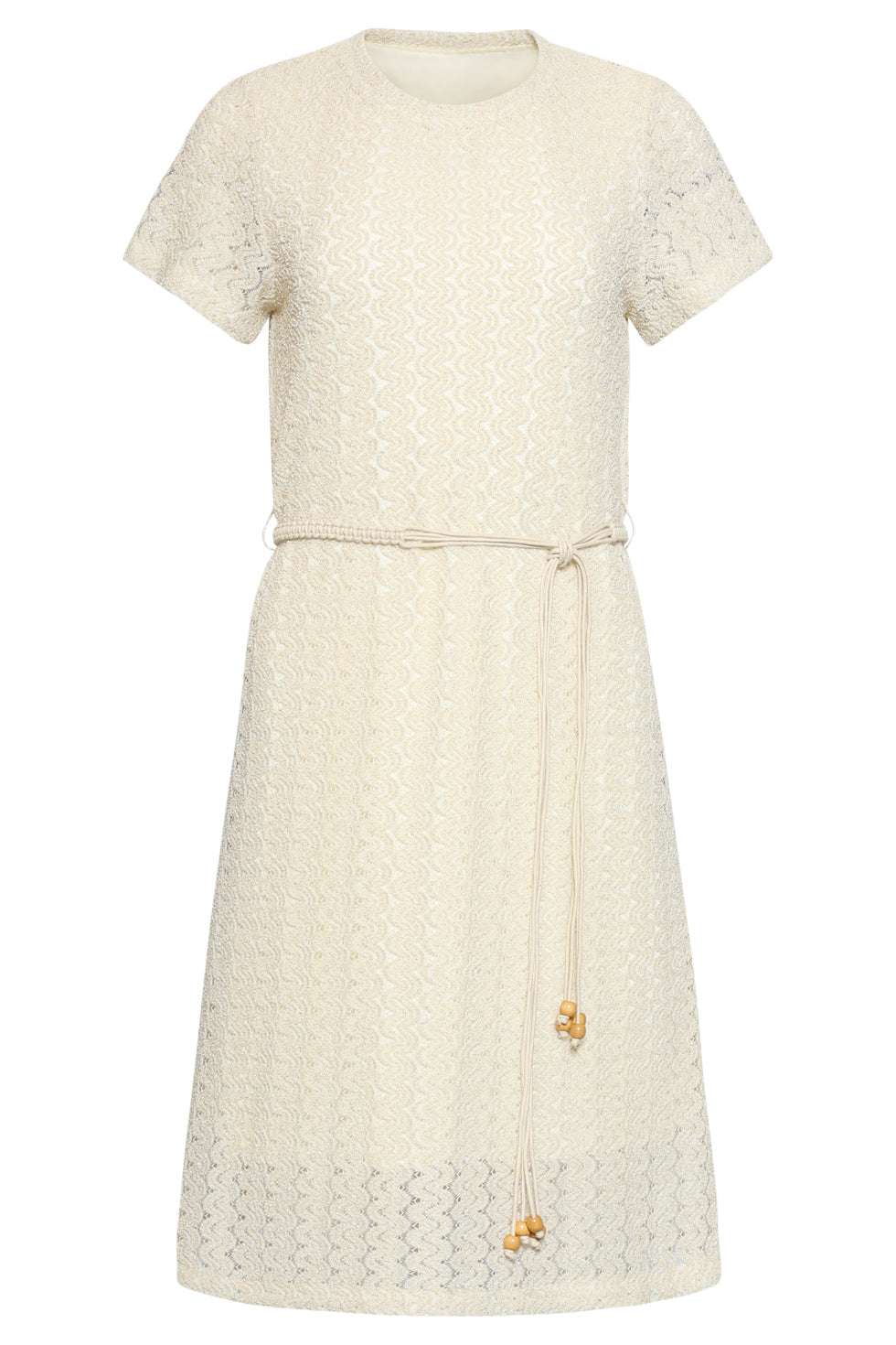 Smashed Lemon dress in off white, front studio product view — Boetiek, Cape Town
