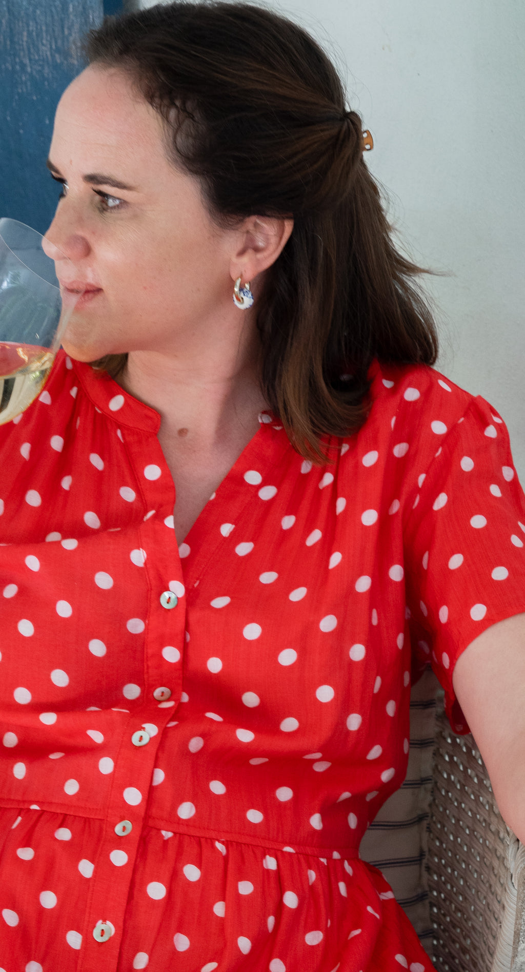 Gordon Smith | French Rose Dress | Red/White polkadot