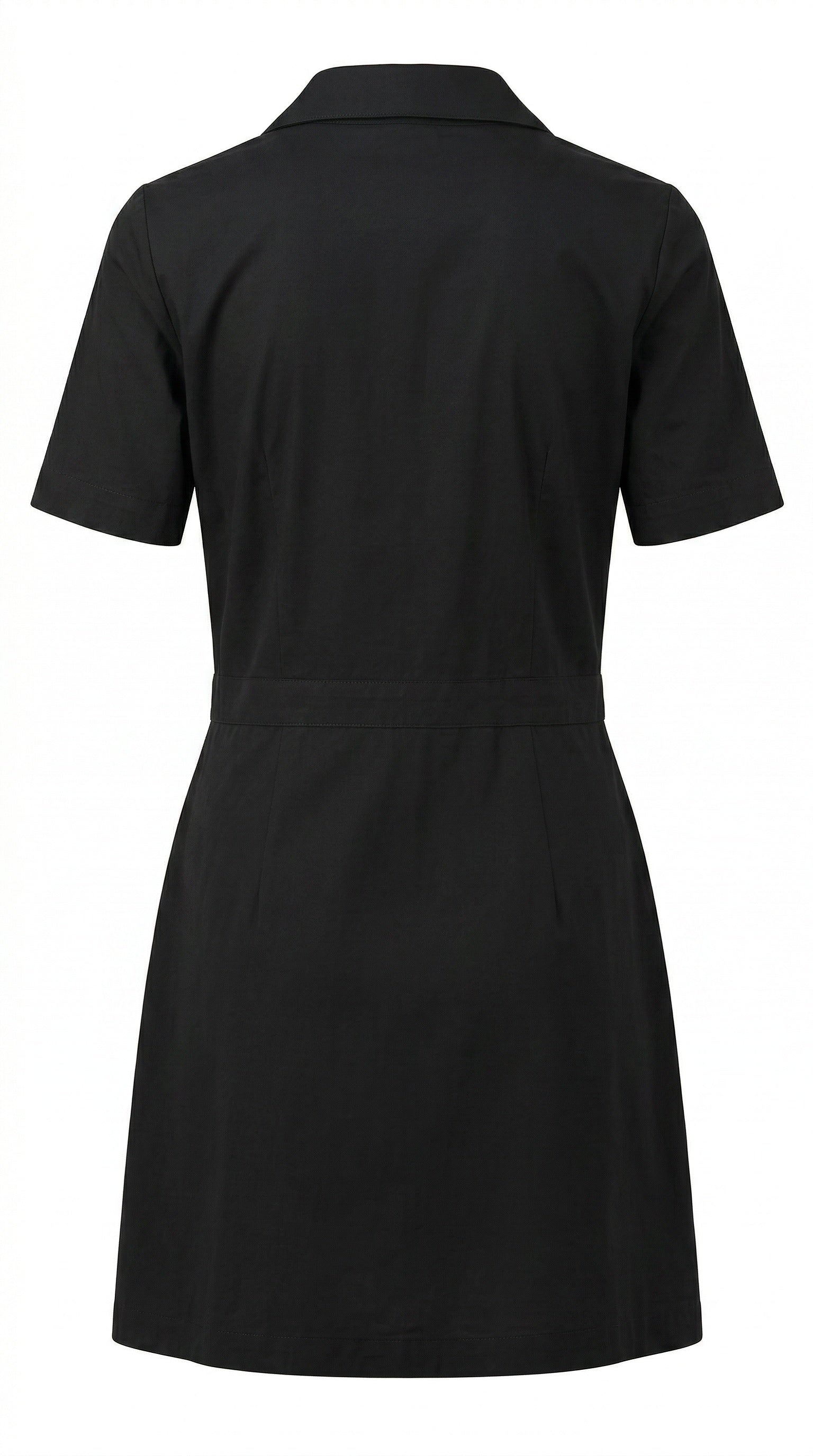 Yarra Trail Burleigh black short sleeve shirt dress with structured collar and fitted silhouette back