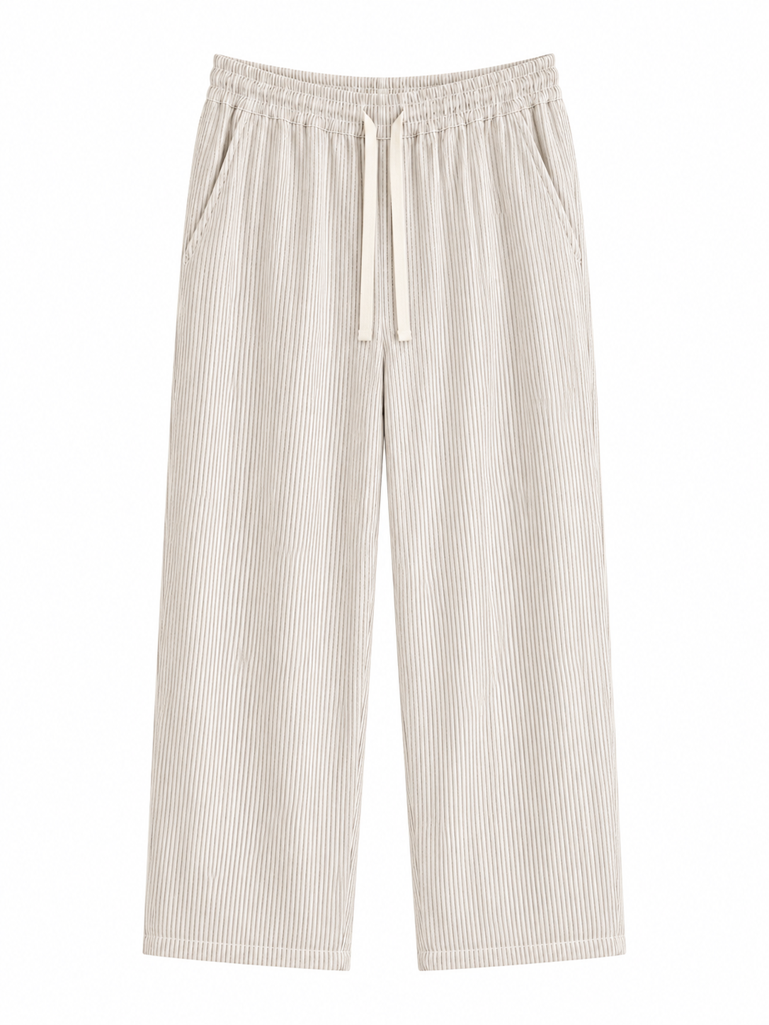 Chaos & Calm | Linen Thin Stripe Pull-On Trousers in Sand
