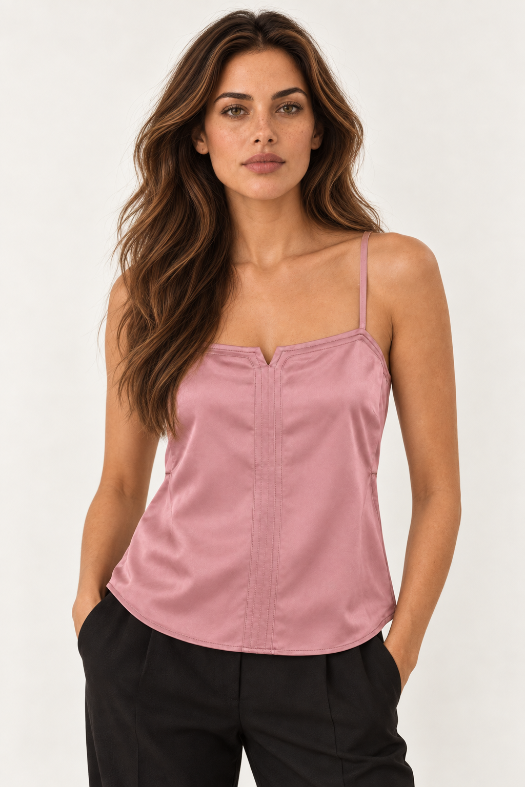 YAYA | Satin Cami in Burlwood Pink