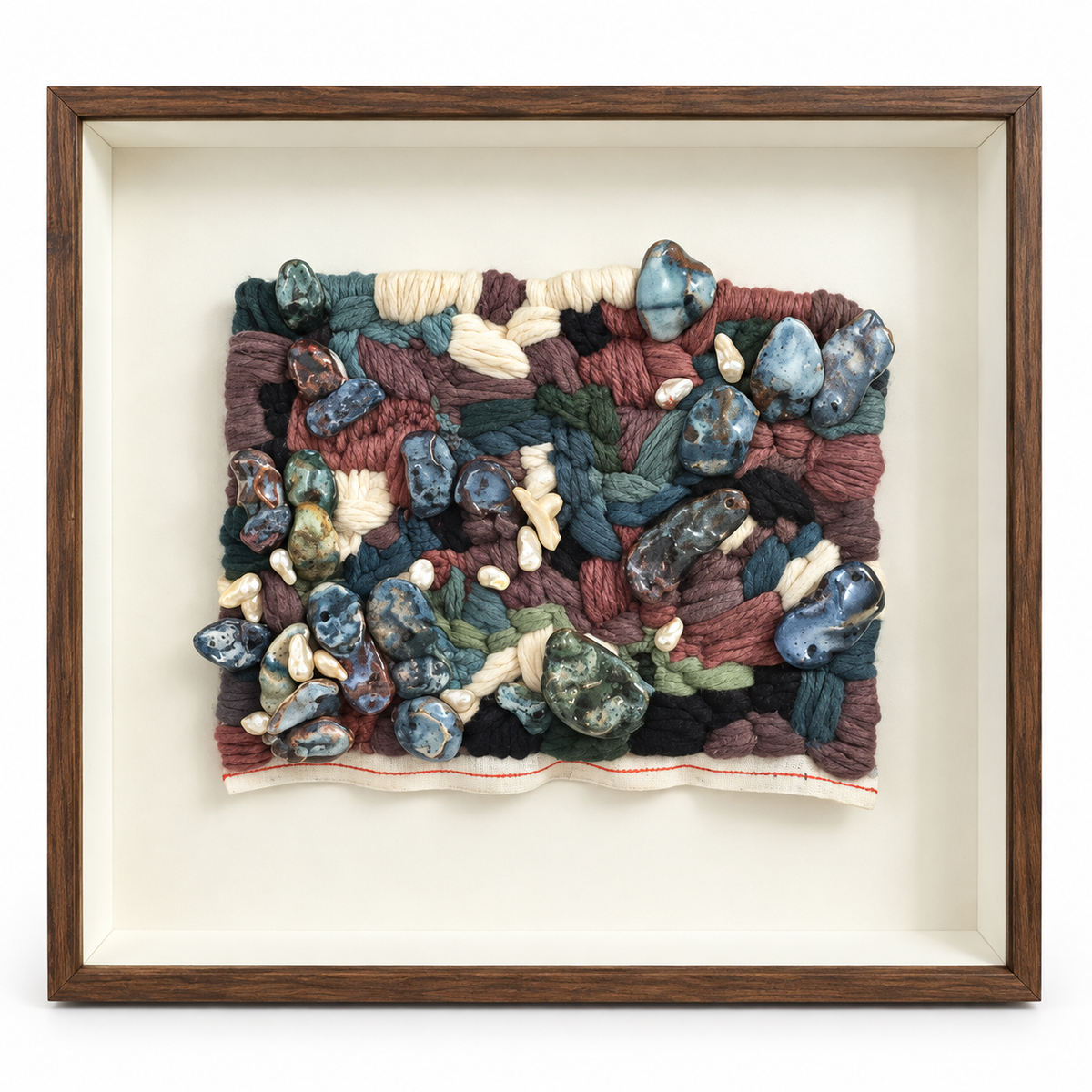Things I Gathered Along the Way | Kelsey Ede | 2026 | Tapestry and Ceramic Pieces on Recycled Tapestry Base