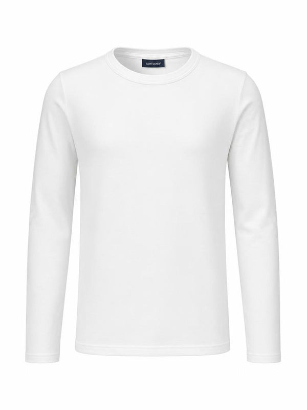 A Gordon Smith long sleeve crew neck tee in ivory, crafted from soft brushed cotton with a clean and minimal silhouette.
