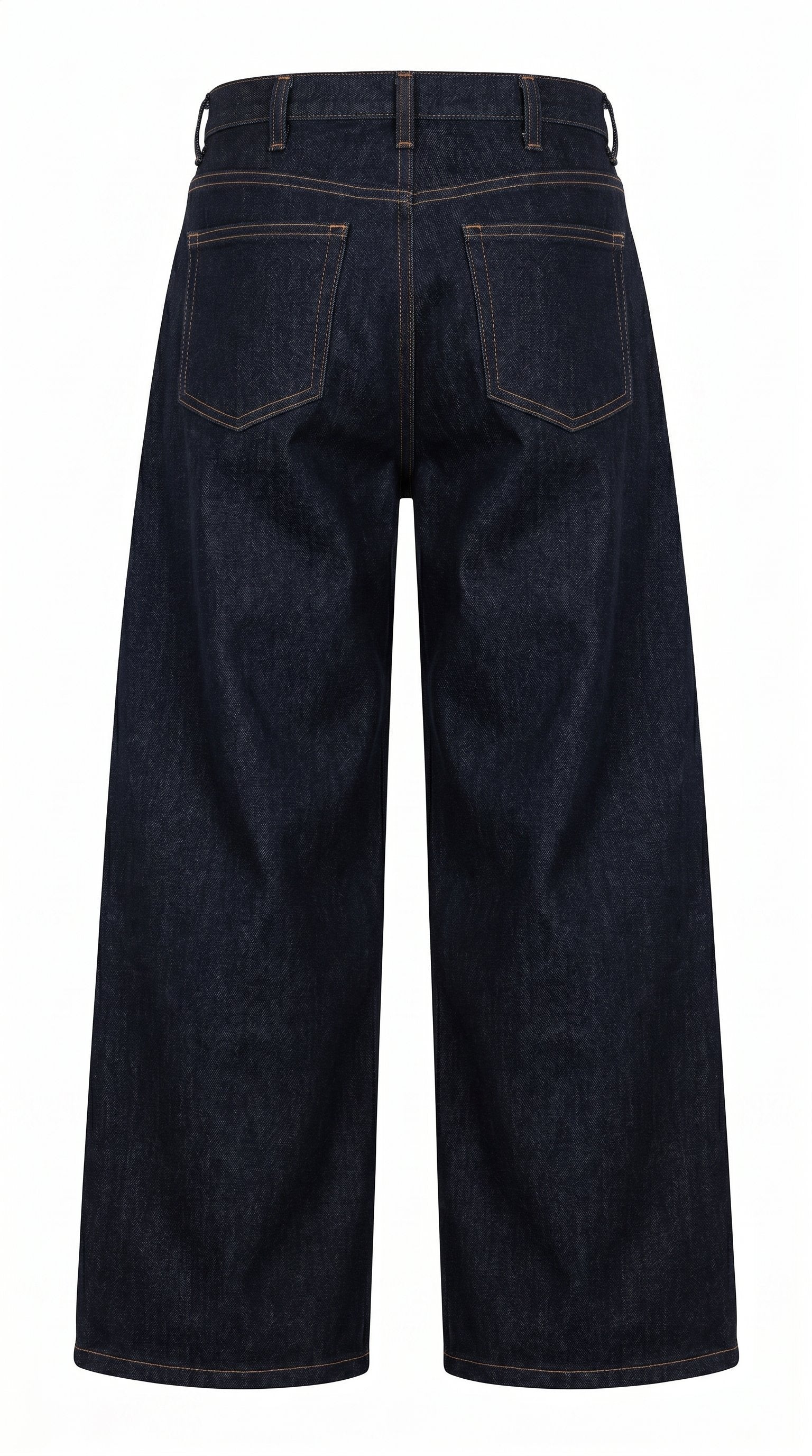 Black wide leg jeans with high waist, patch pockets and contrast stitching by Gordon Smith