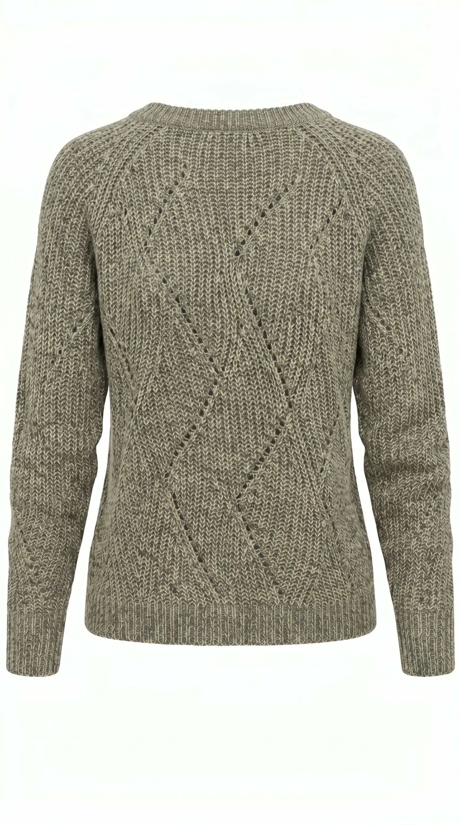 Khaki textured knit sweater with long sleeves and subtle diamond pattern by Gordon Smith