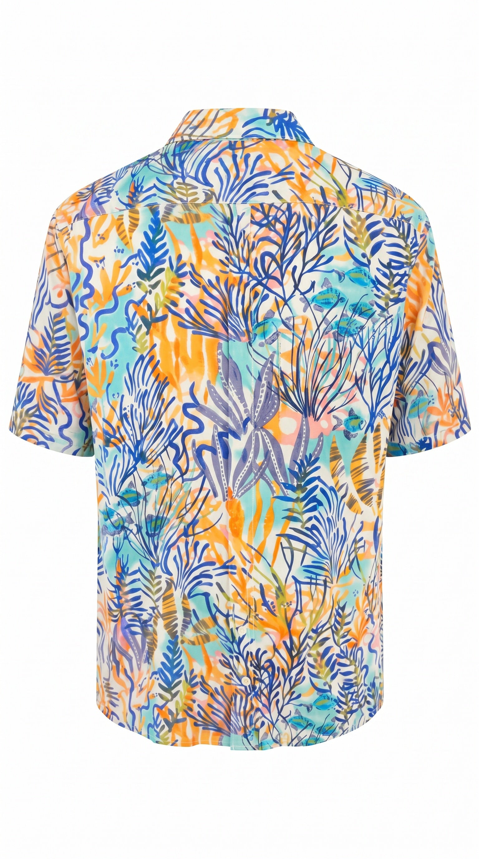 Isla Bonita multi colour printed short sleeve button-up shirt with collar back