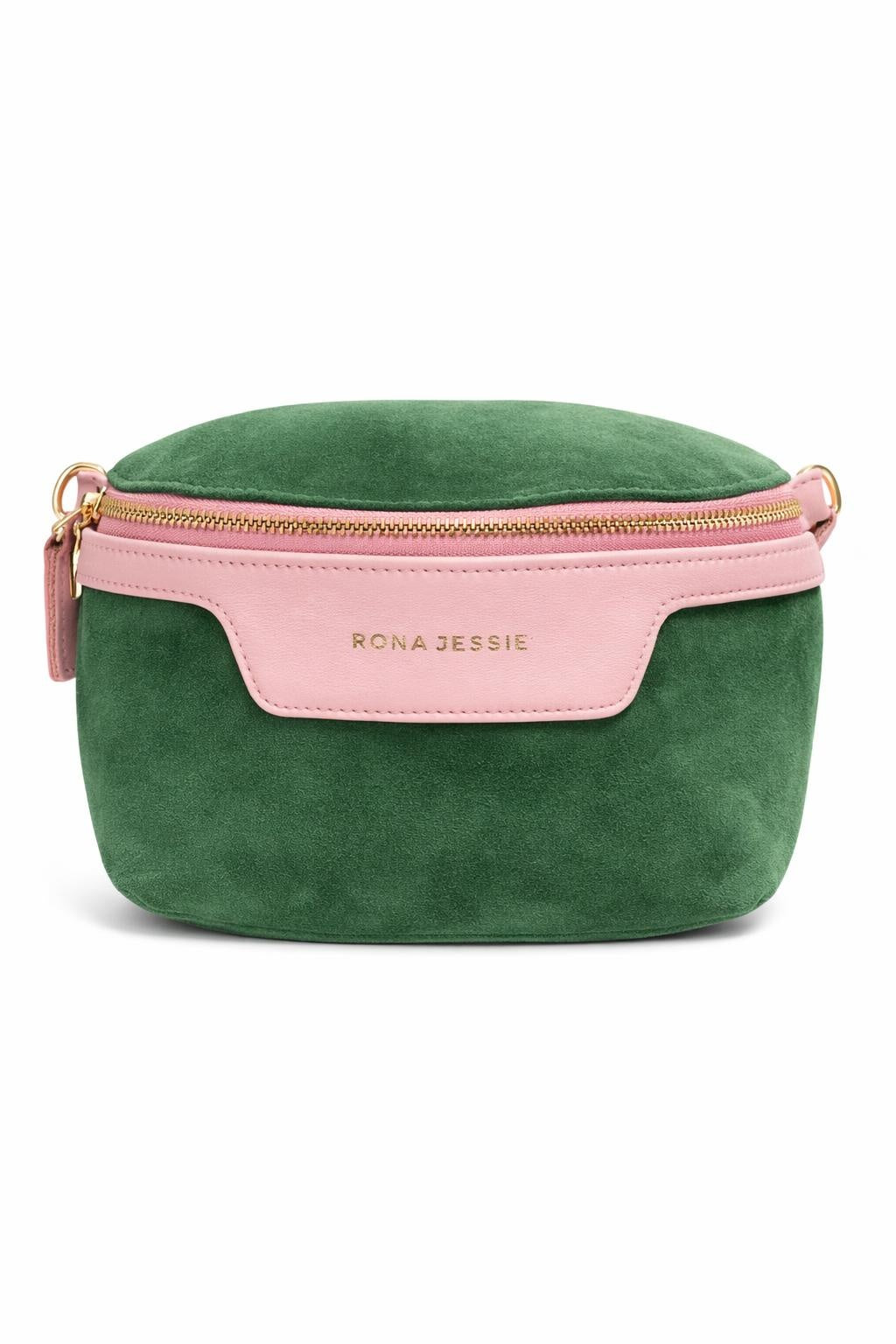 Rona Jessie Belt Bag | Sloane Suede | Green & Pink