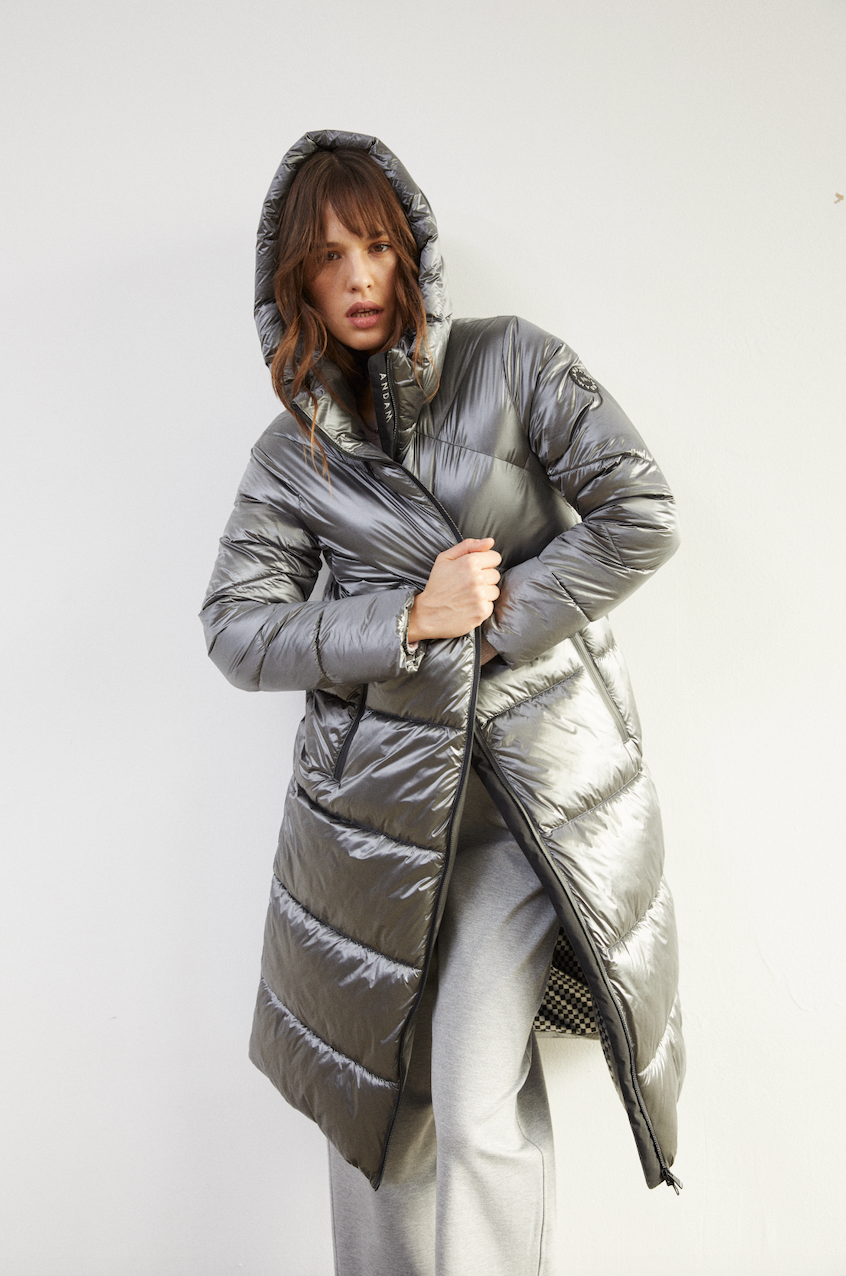 Andam | Long Puffer Parka in Silver