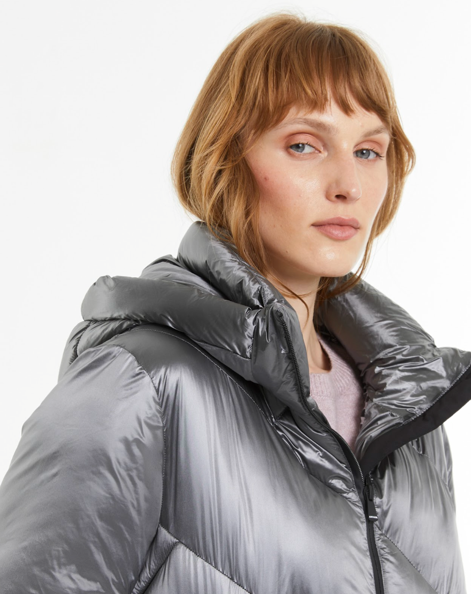Andam | Long Puffer Parka in Silver