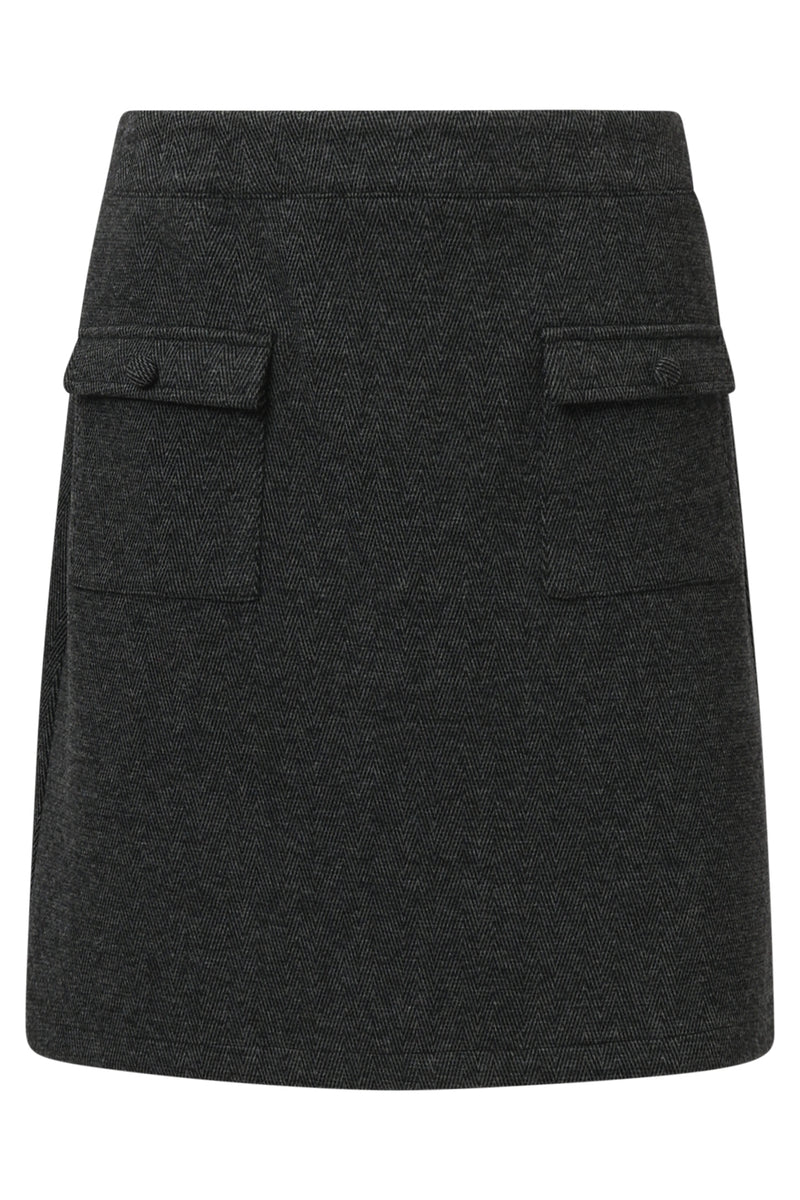 Smashed Lemon | Mini Skirt in Charcoal Herringbone