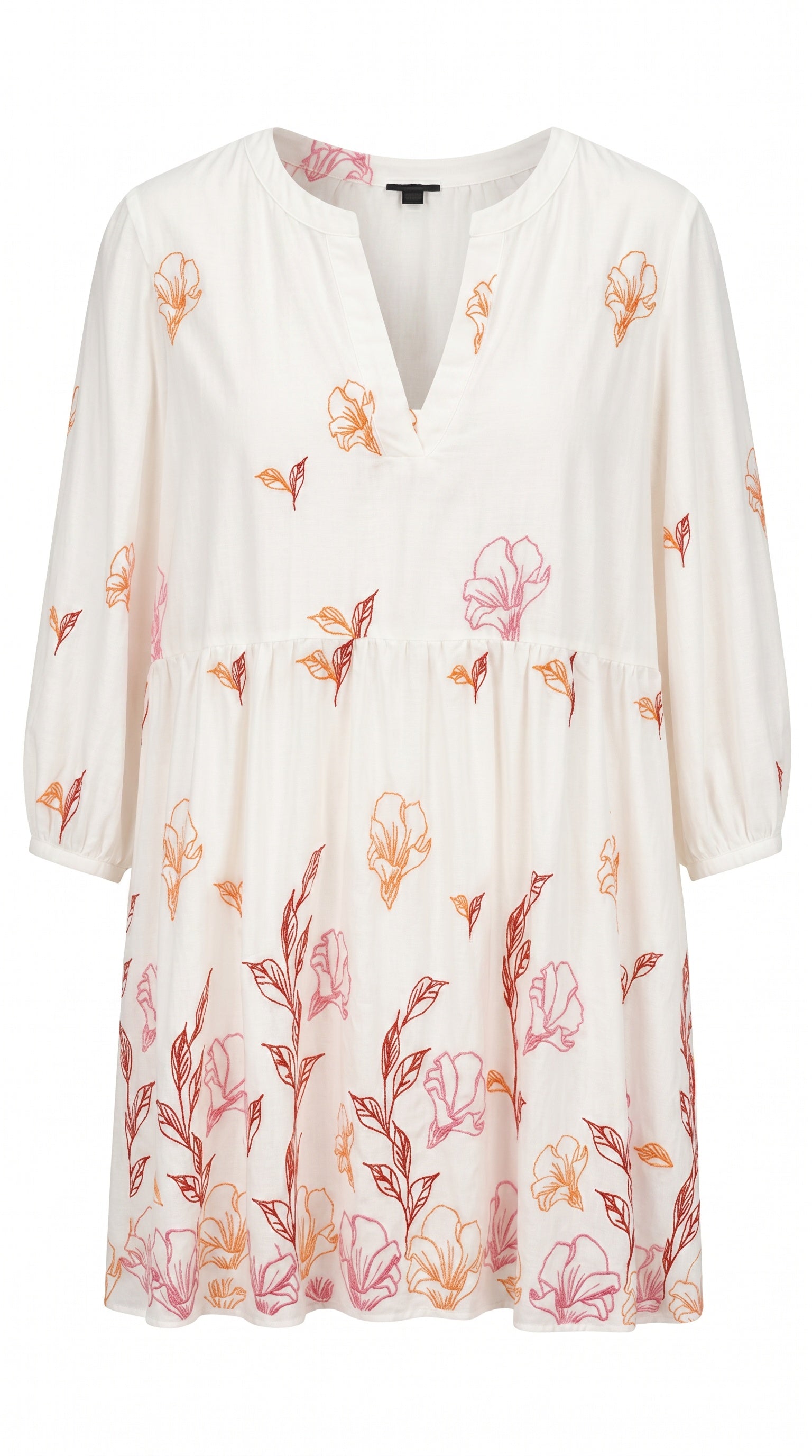 Smashed Lemon white floral dress with multicolour print and relaxed silhouette