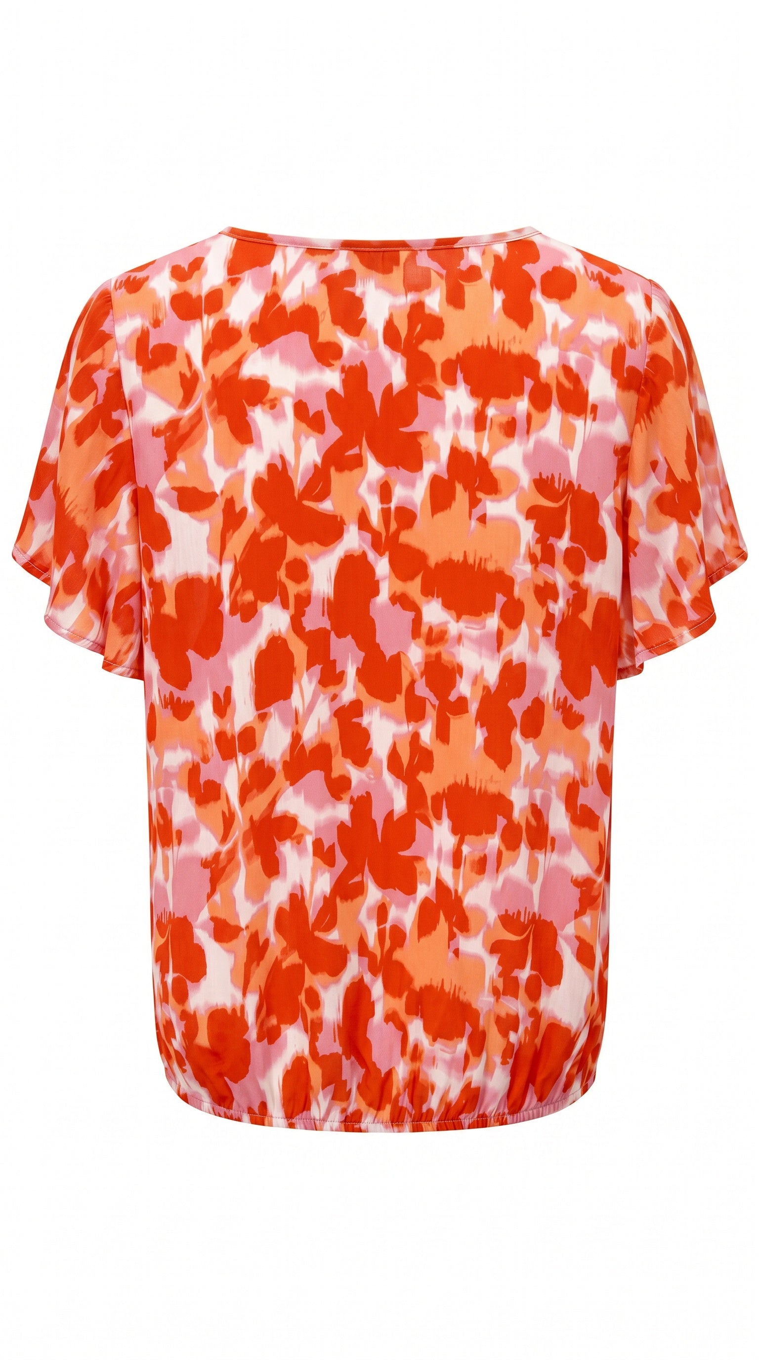 Smashed Lemon peach multicolour floral print flutter sleeve top