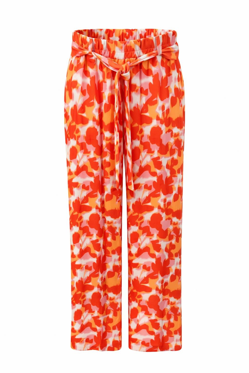 Peach Multicolour Floral Pants Front