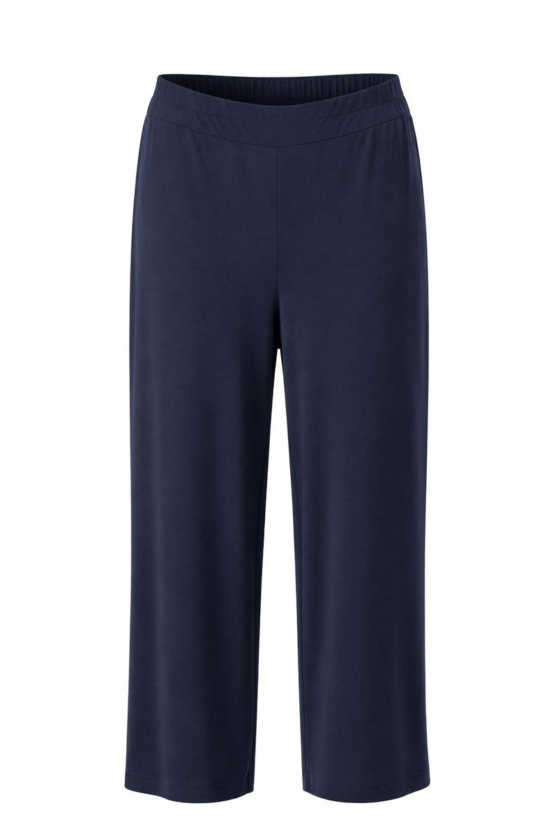 Threadz navy travel jersey wide leg pant with elasticated waistband