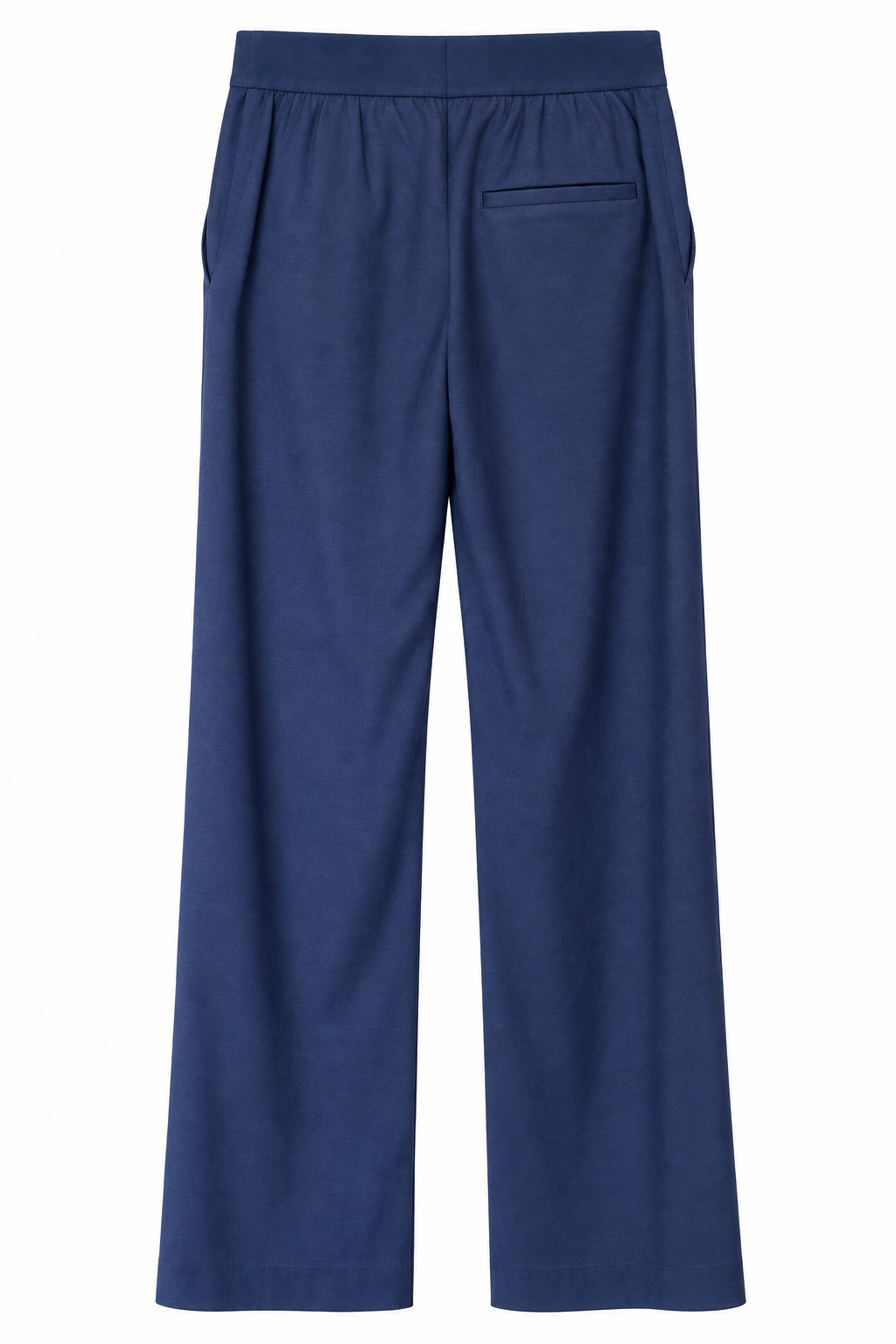 YAYA High Waist Wide Leg Trousers in Navy Blazer Blue, back #Colour_Navy Blazer Blue