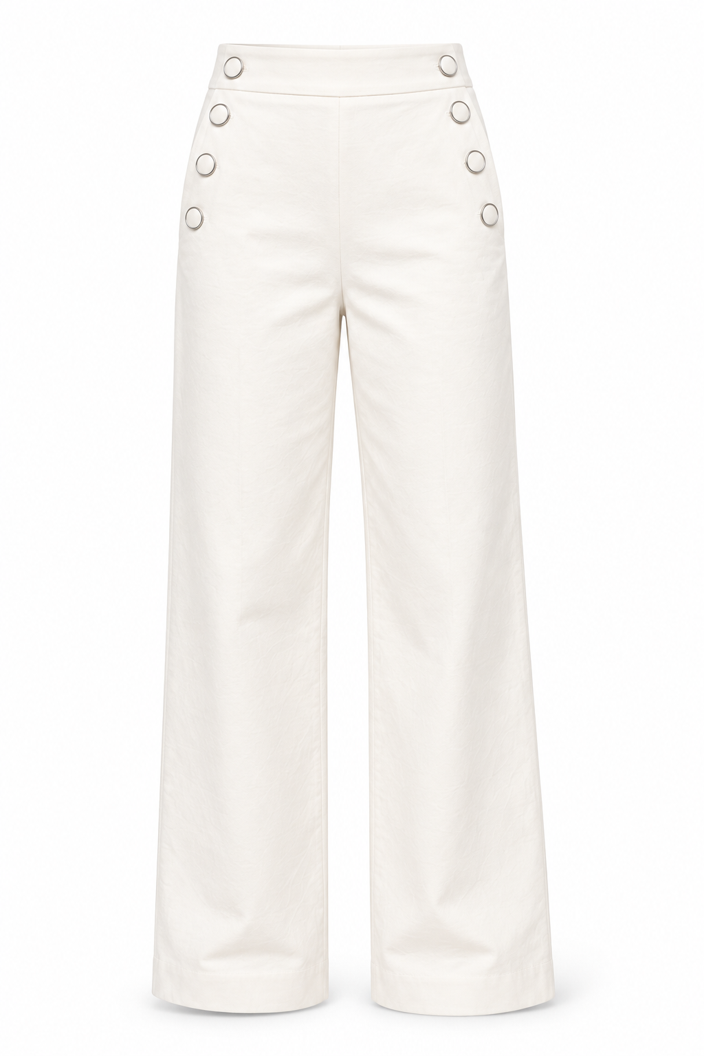 YAYA High Waist Wide Leg Trousers in Off White, front #Colour_Off White