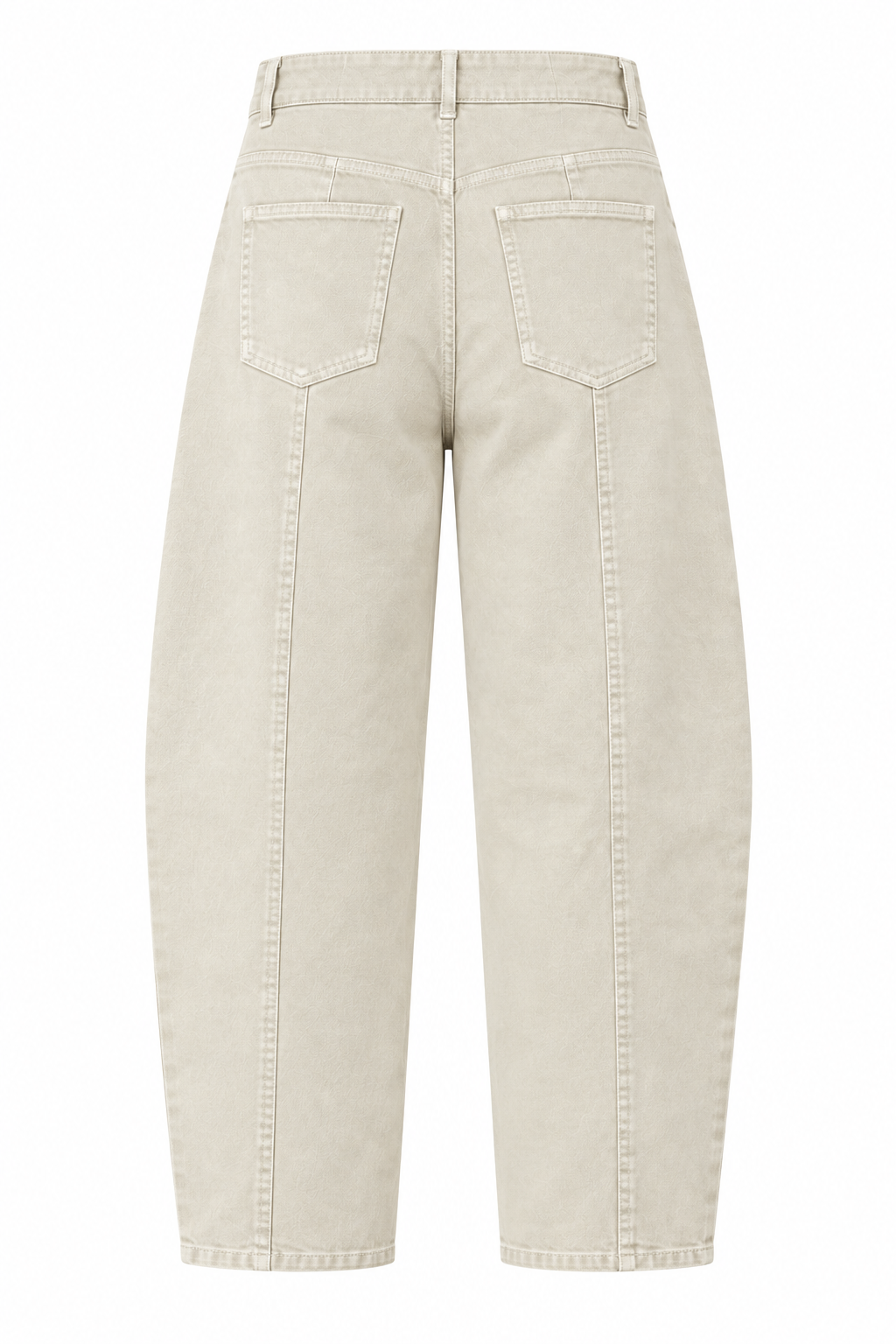 YAYA Tapered Leg Denim with Back Seam in Sandstone Beige, flat back view showing the seam down each leg