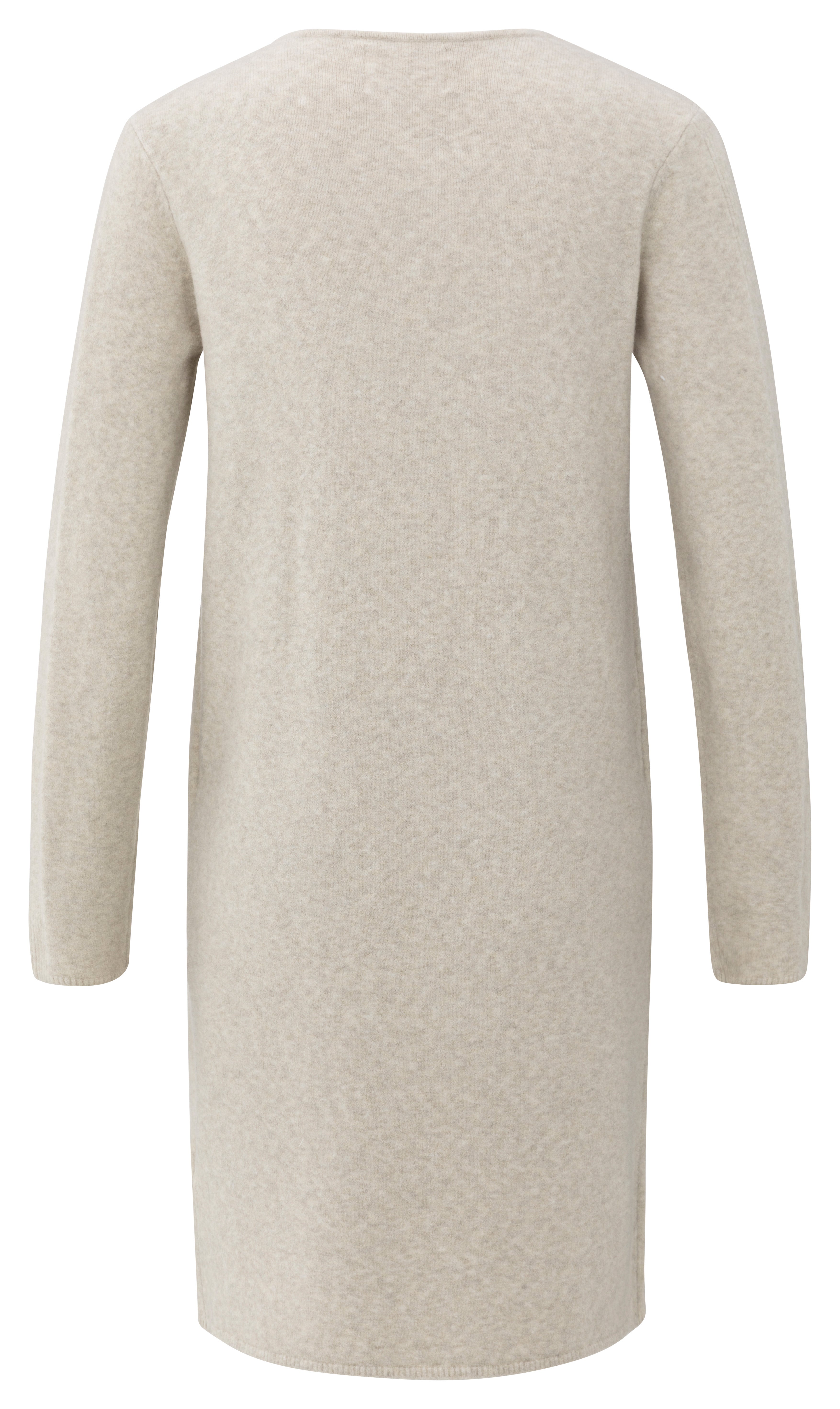 A YAYA long cardigan in cloud grey melange featuring a layered design with an integrated cable knit gilet, button front detail, and long sleeves in a soft textured knit.