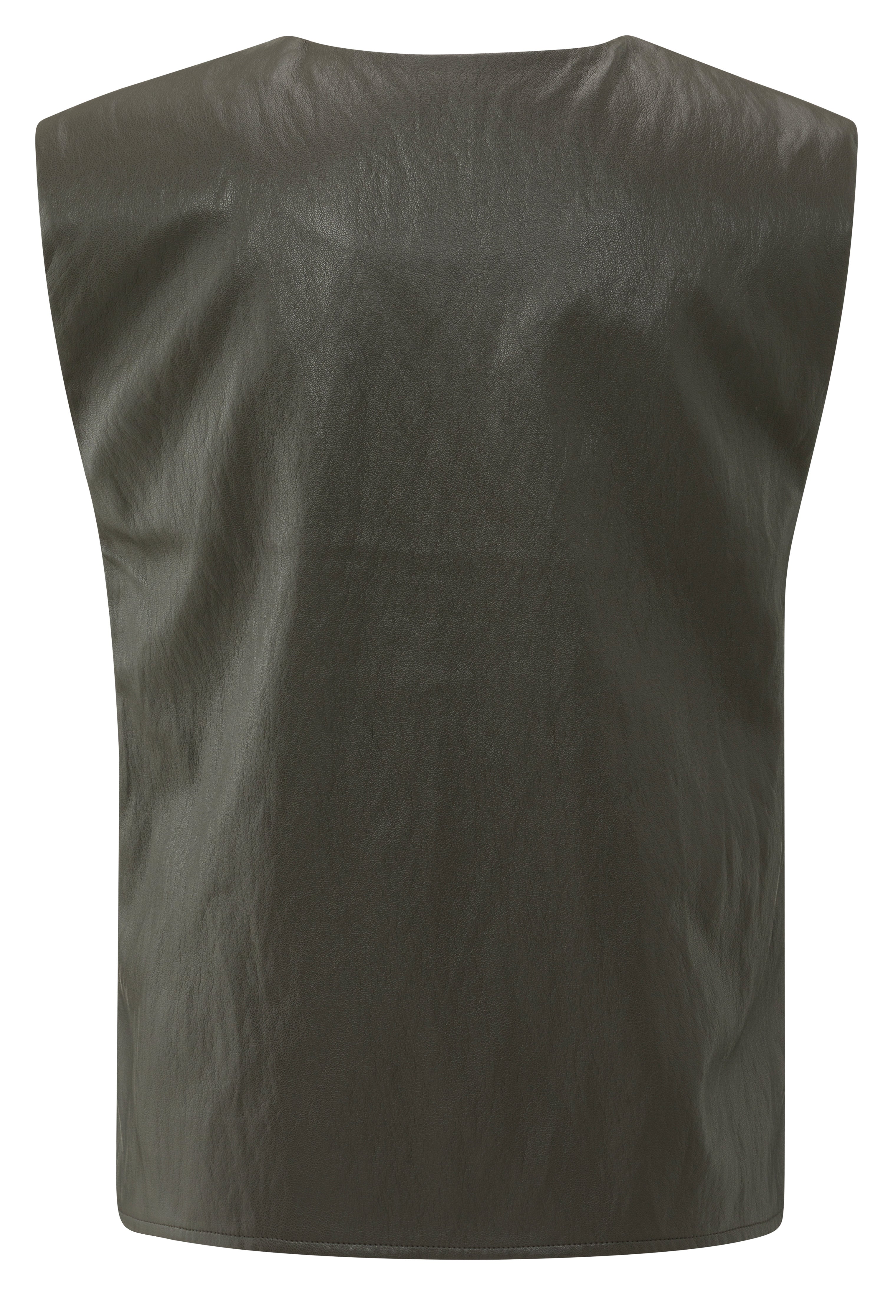Faux Leather Spencer Top Taupe Grey