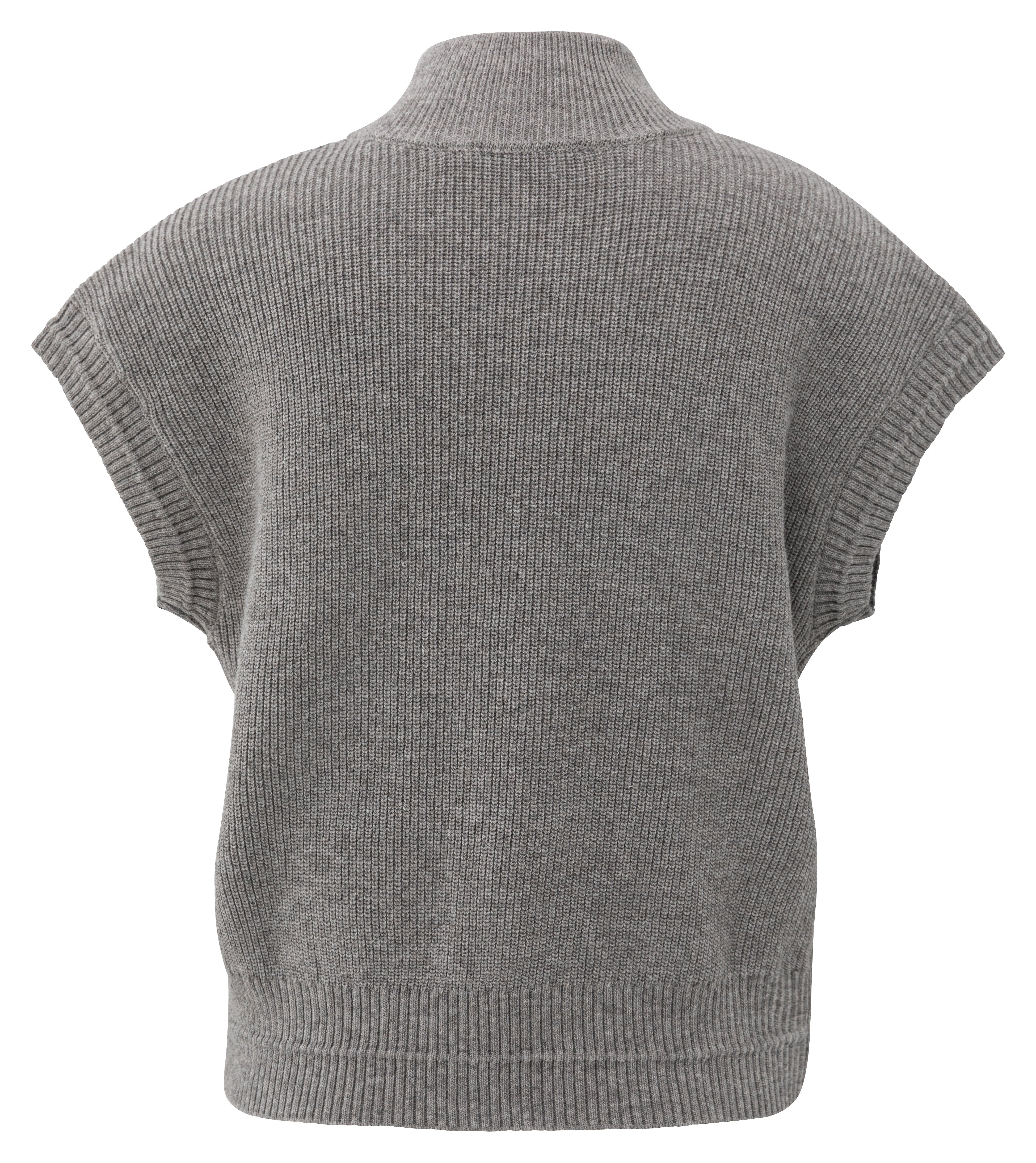 Sleeveless Zip Cardigan Taupe Grey