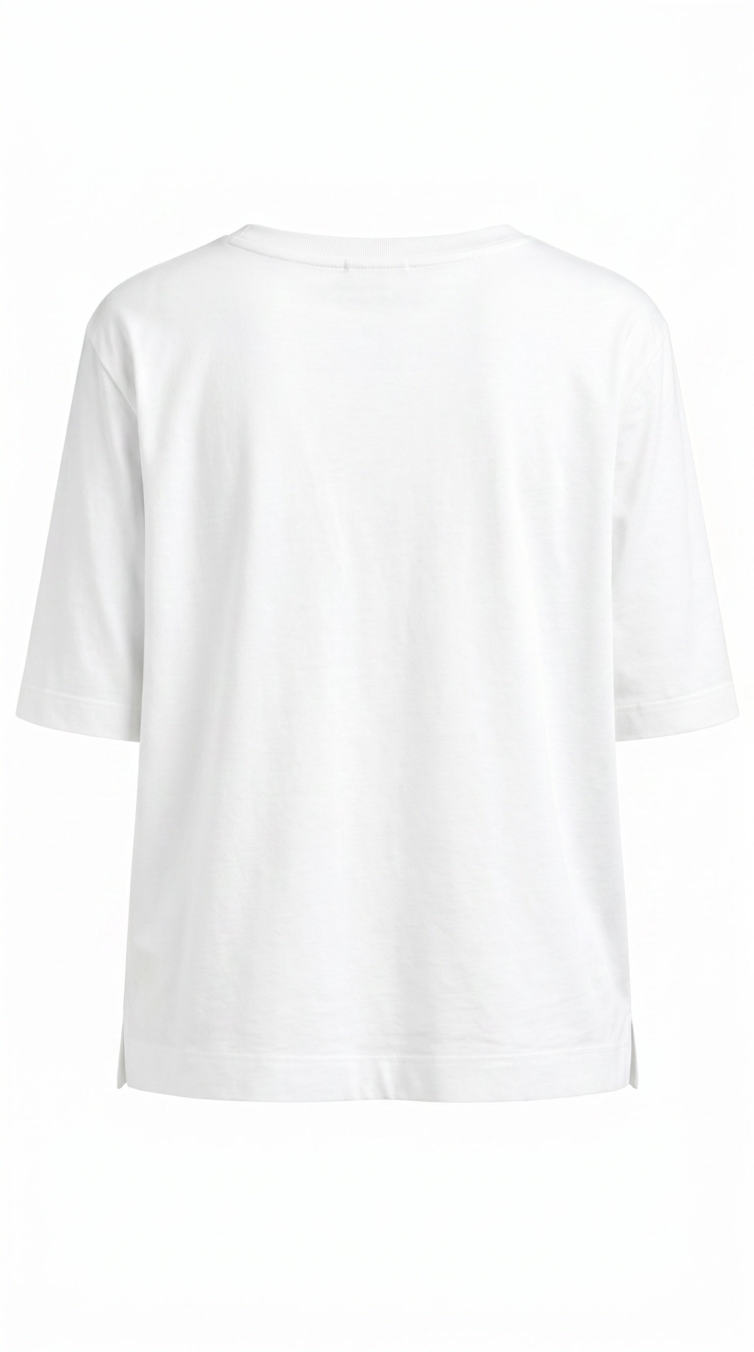 Ecru cotton V-neck short sleeve tee with relaxed fit by Yarra Trail