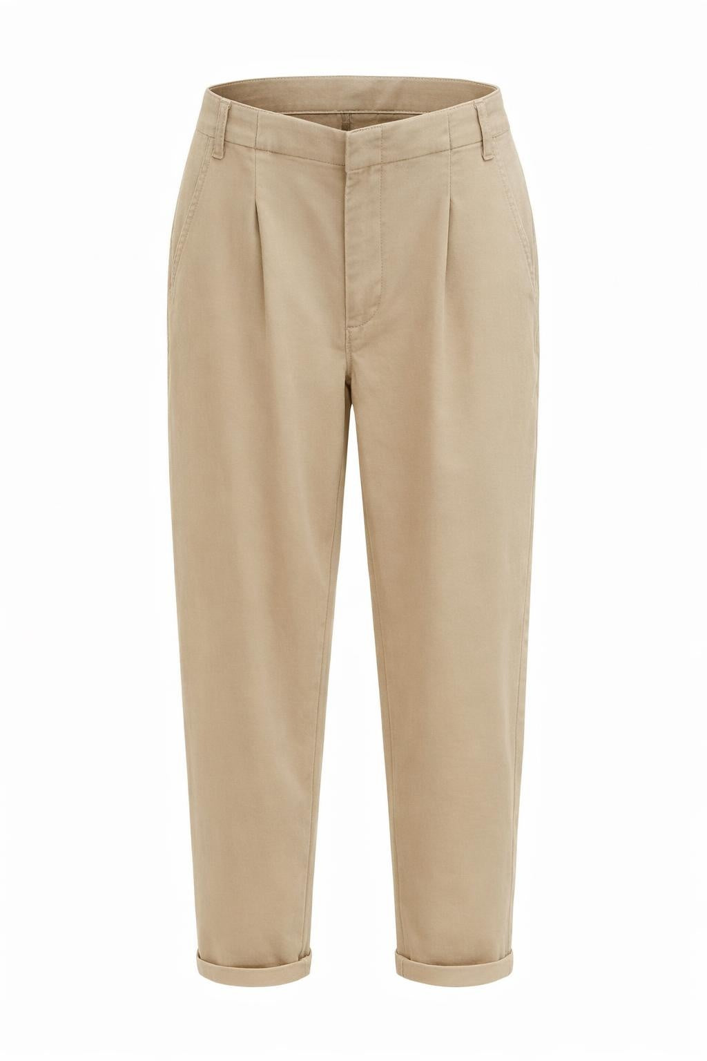 YAYA | Woven Loose Fit Trousers in Sand Beige