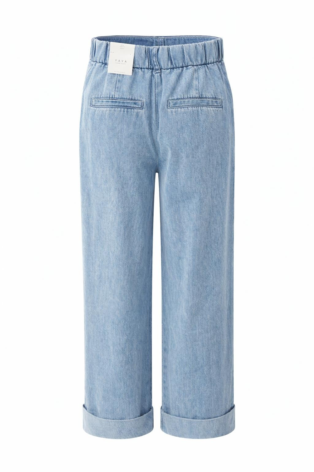 YAYA | Loose Fit Wide Denim with Tape | Dark Blue